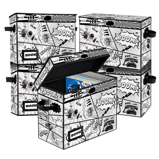 YNSZAS 5 Pack Collection Comic Book Storage Boxes, Protector Organizer 15.8" X 7.8" X 11.8"
