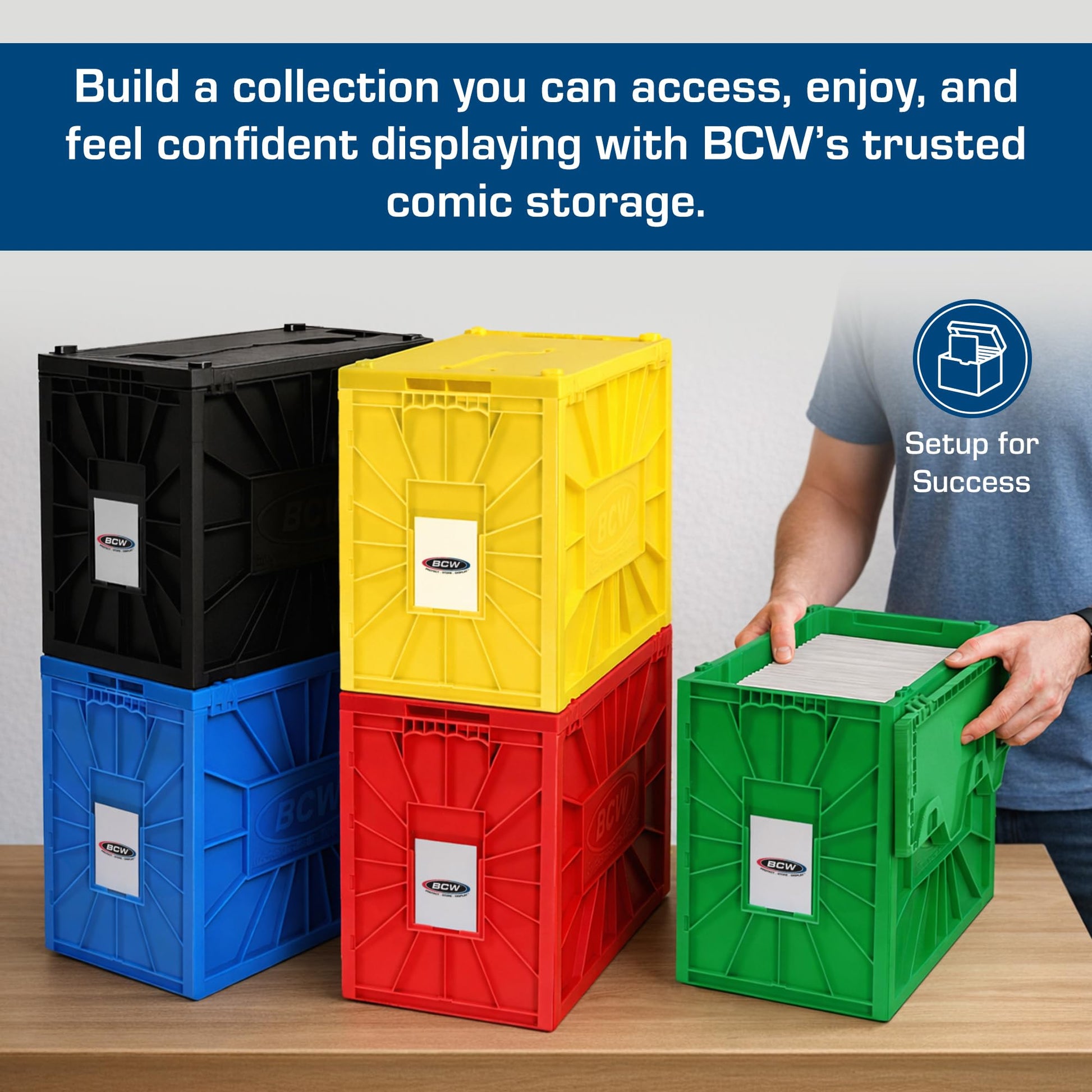 BCW Comic Bin, Black - Holds 150 Comics, Acid Free Storage and Organizer, Heavy Duty Plastic