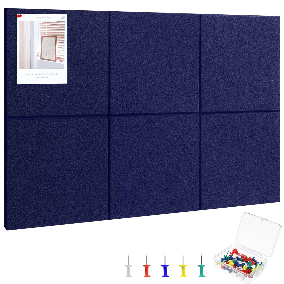 Large Cork Board 36" x 24", 6 Pack Felt Bulletin Board, Pin Boards