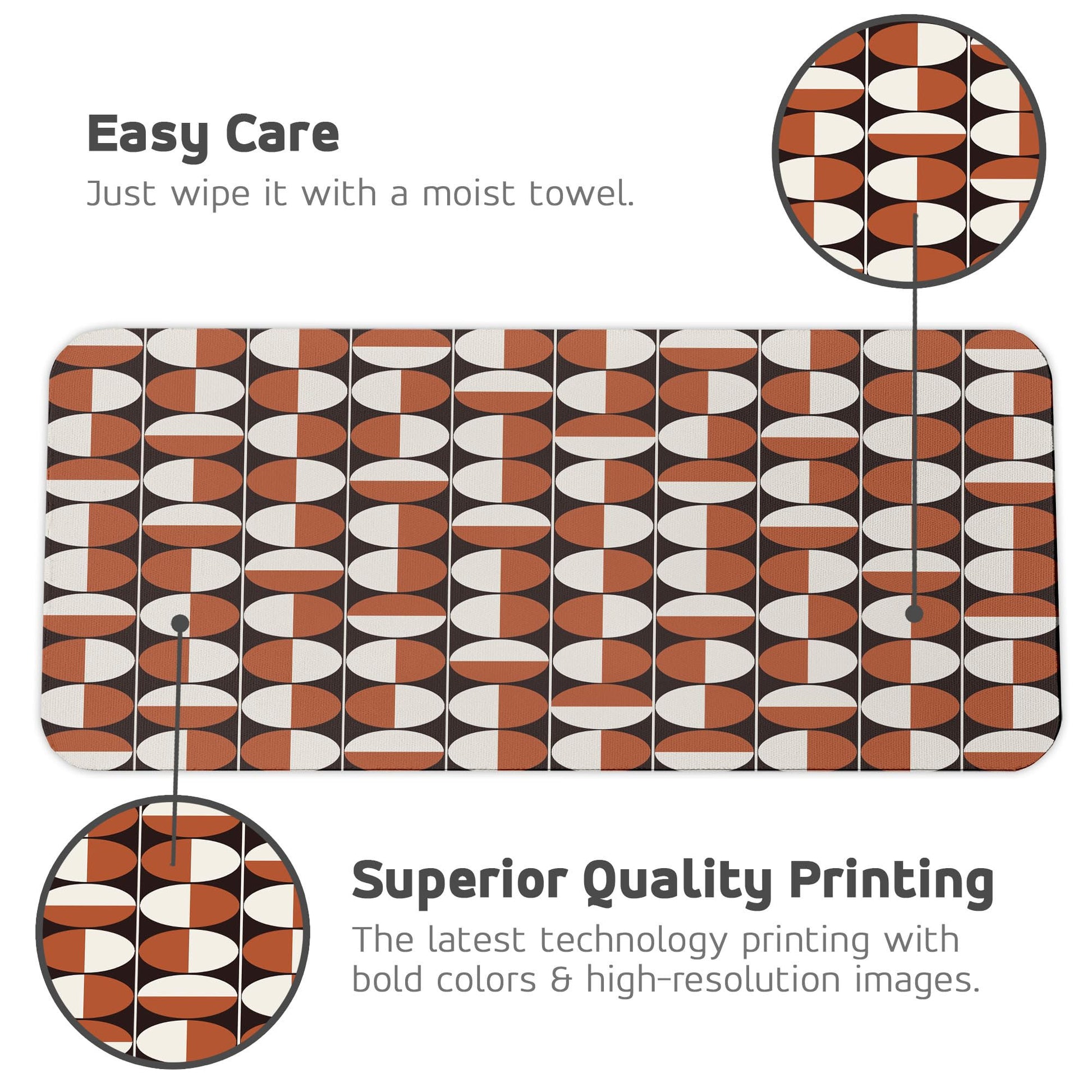 Ambesonne Mid Century Computer Mouse Pad, Repeating Bicolor Circles in Vertical Order with Varying