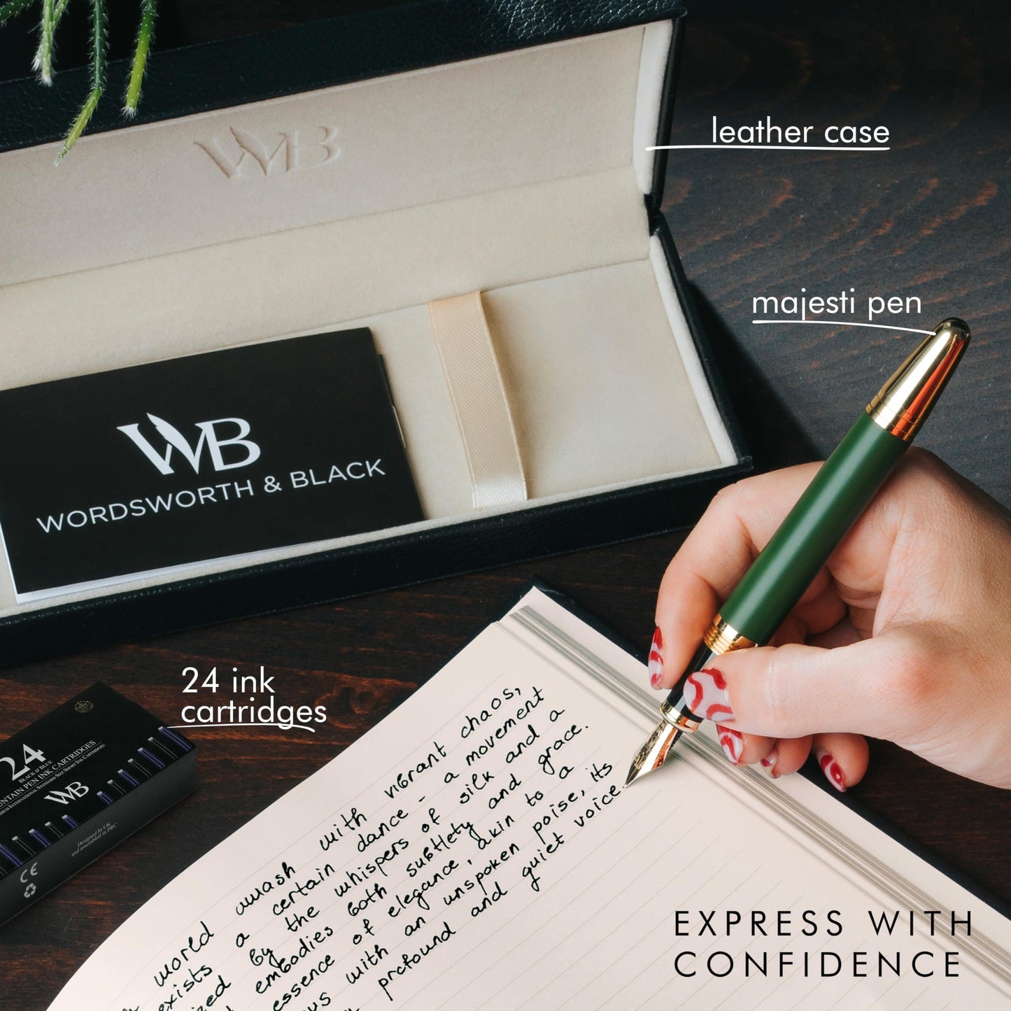 Wordsworth & Black Majesti Luxury Fountain Pen Set for Writing, Medium Nib