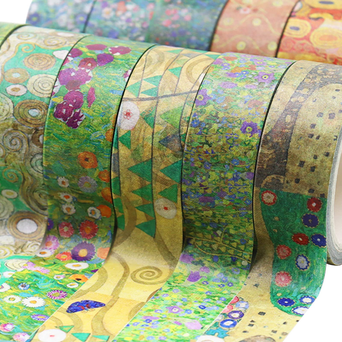 Berkin Arts 12 Rolls Art Floral Designs Washi Tape Set - 15 mm Wide Decorative Adhesive Masking