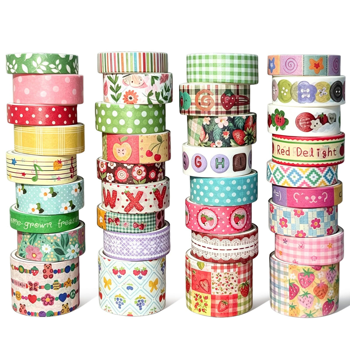 Washi Tape Set - 35 Rolls 2M Per Roll Strawberry Pastel Cute Scrapbook Tape