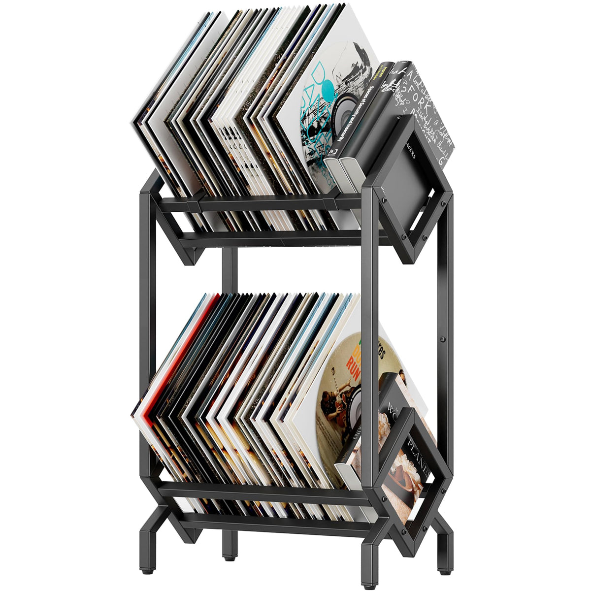 BOEASTER Vinyl Record Storage Rack, Record Holder 160-200 LP Storage Shelf Display Stand for Albums