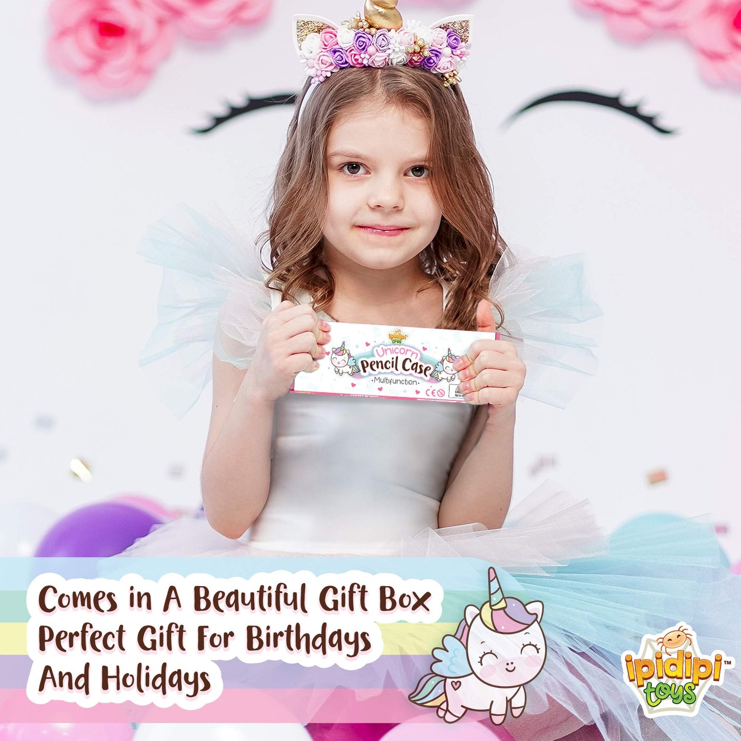 IPIDIPI TOYS Unicorn Pop Up Pencil Case for Girls – Multifunctional Stationery Box with Calculator