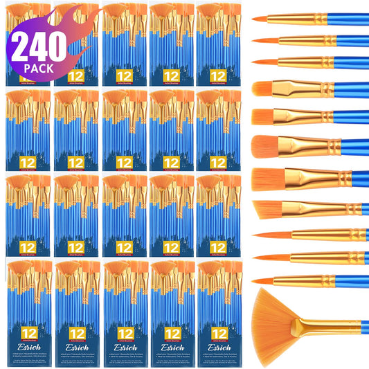 ESRICH Paint Brushes Set, 20Pack 240pcs Paint Brush for Acrylic Painting
