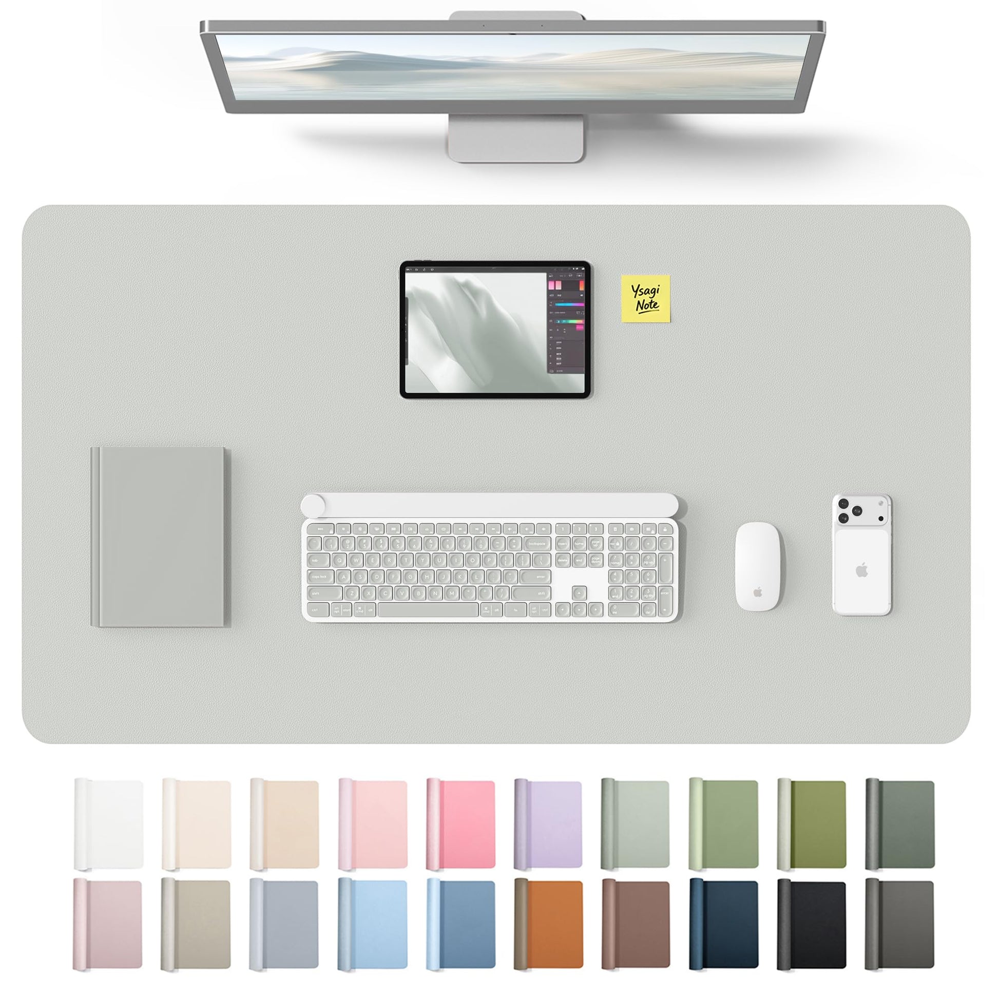 YSAGi Leather Desk Protector, Office Mat, Large Mouse Mat, Non-Slip PU Leather Blotter, Laptop Desk