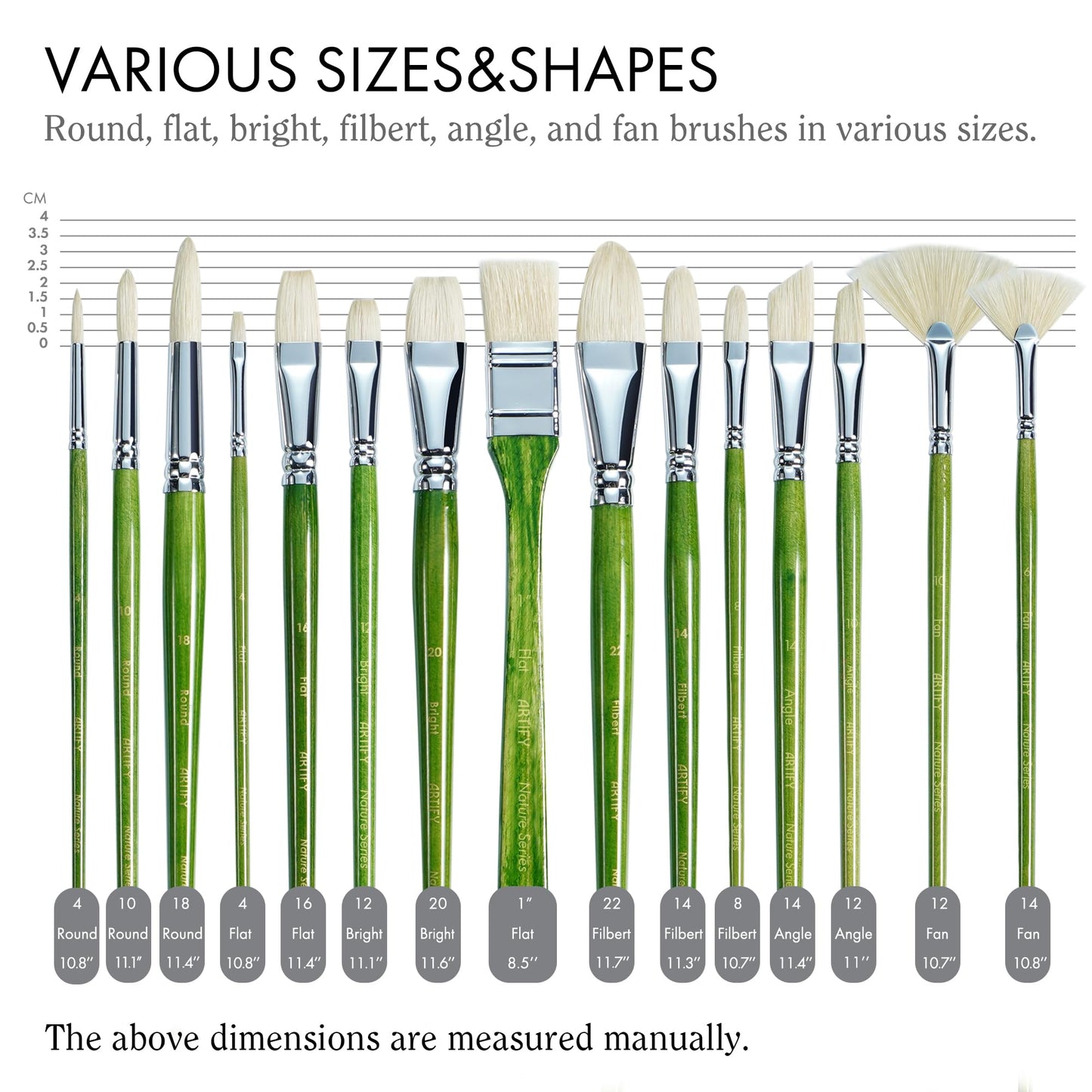 ARTIFY 15-Piece Professional Oil Paint Brush Set - Natural Hog Bristle, No-Shedding, Handcrafted by