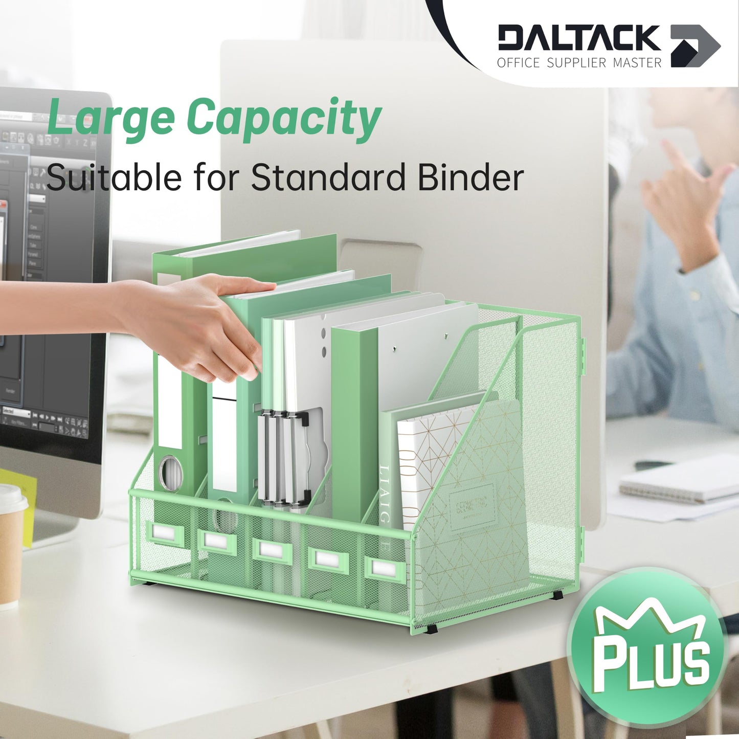 DALTACK 5-Slot Magazine File Holder, Metal Binder Holder, Mint Green