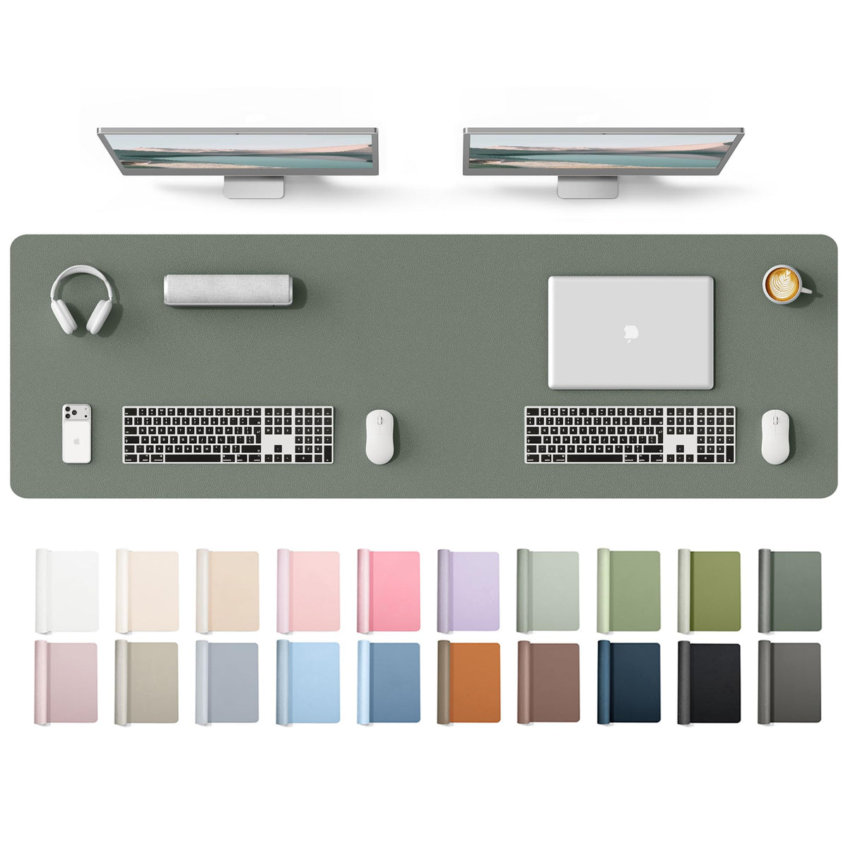 YSAGi Leather Desk Protector, Office Mat, Large Mouse Mat, Non-Slip PU Leather Blotter, Laptop Desk