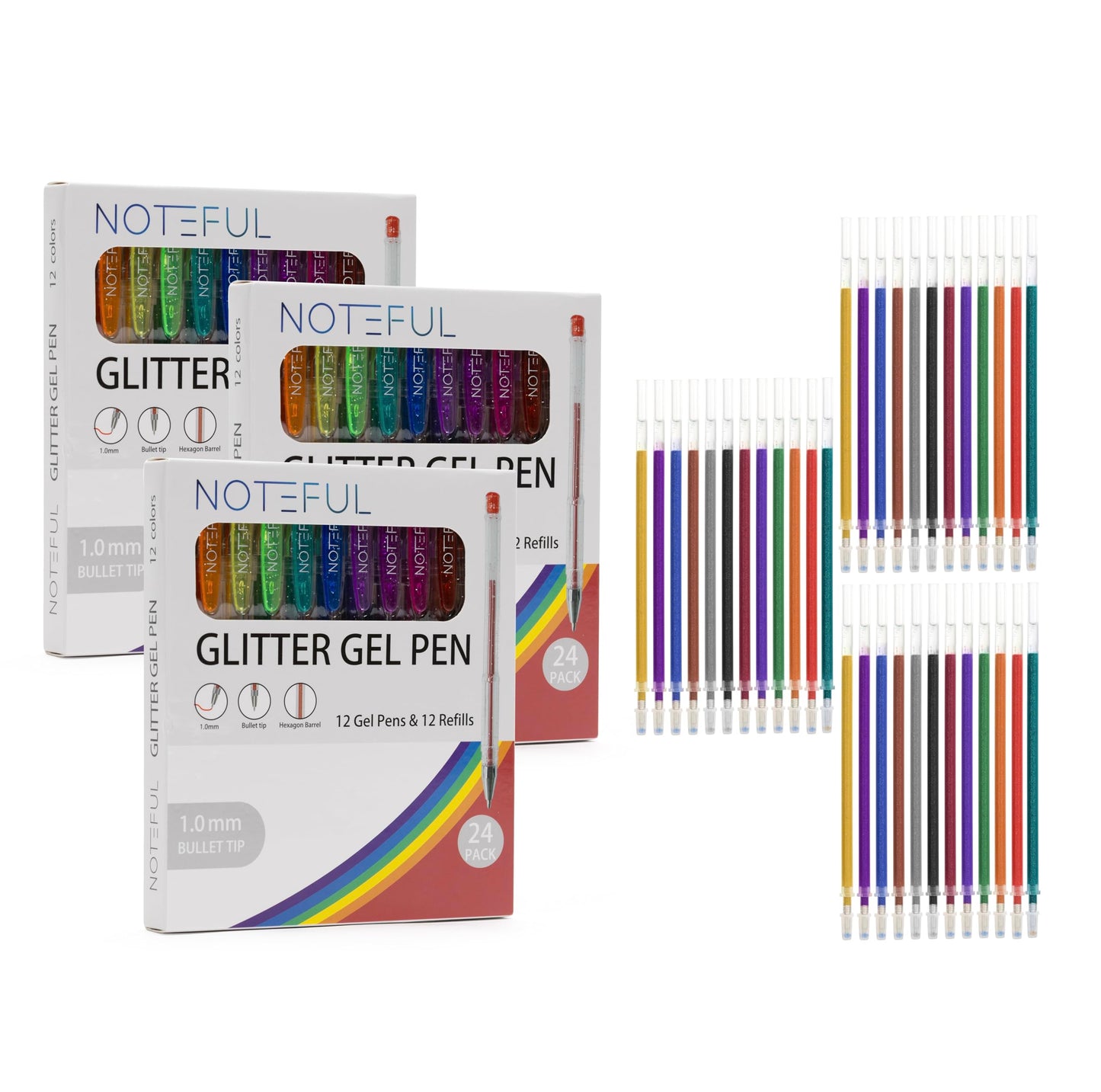 NOTEFUL Glitter Gel Pen Set – Smooth, Vibrant Ink for Art, Journaling, and Crafting with