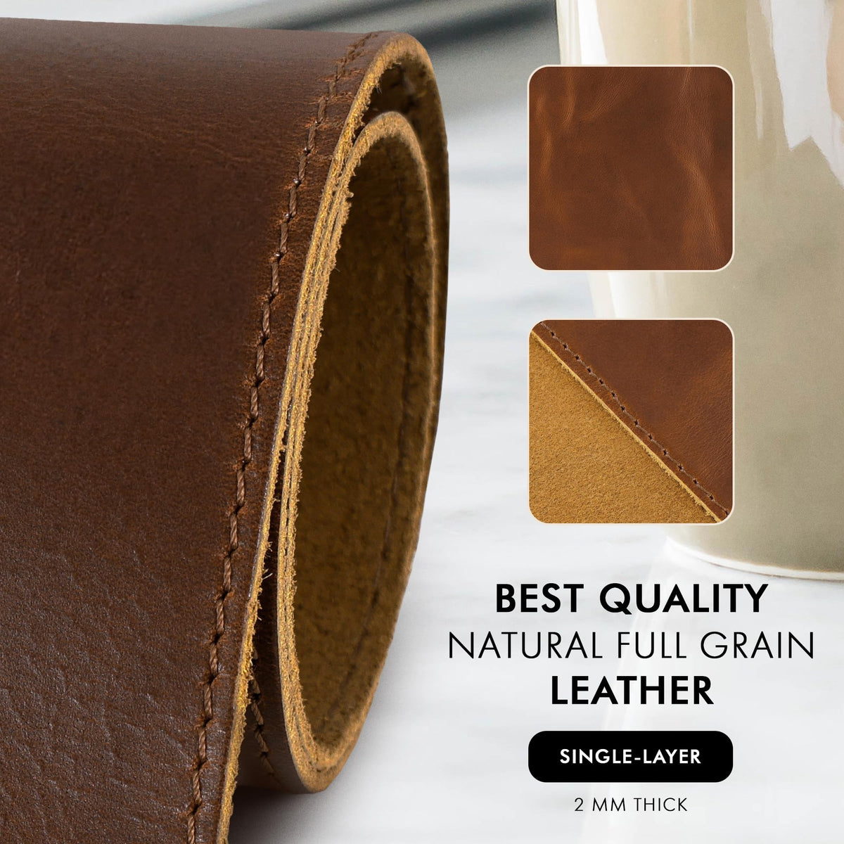 Elizo Real Leather Desk Mat Set (32x16) Large Desk Cover Desk Blotter Protector Computer Gaming
