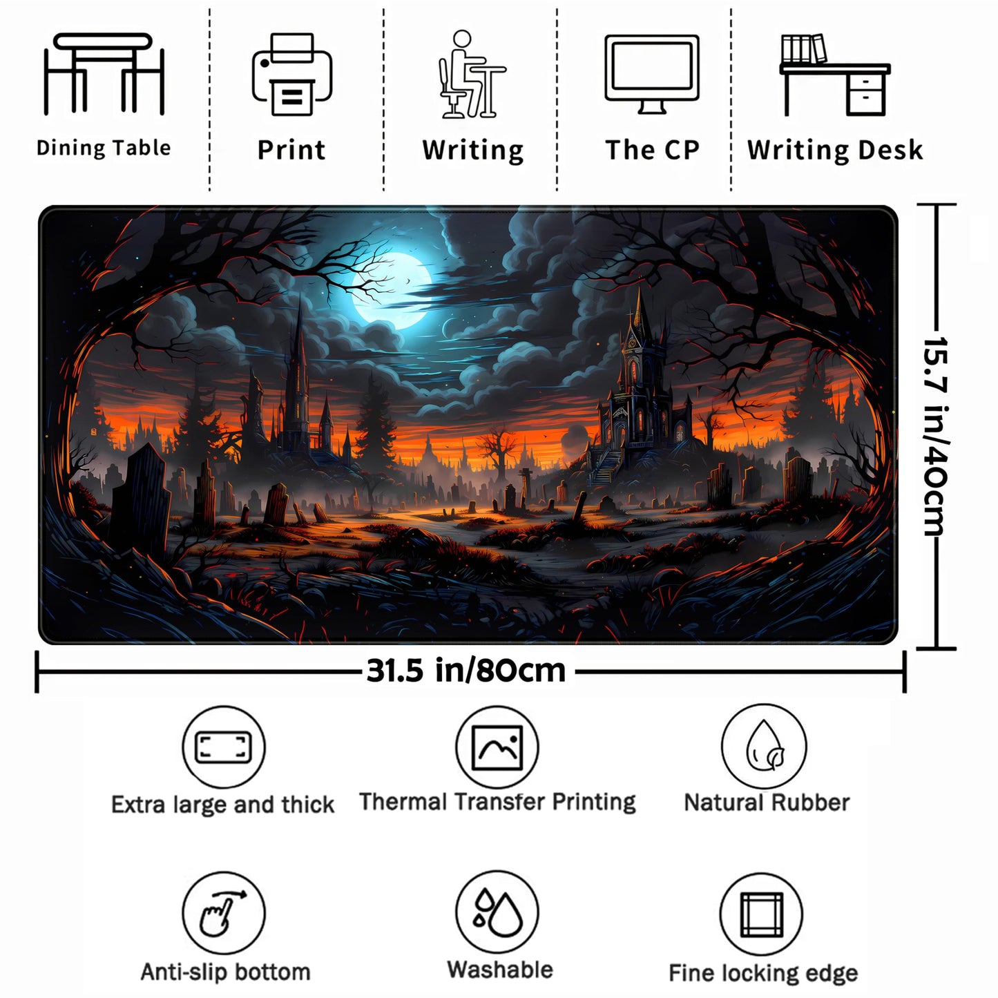 Dark Fantasy Castle Desk Pad Extended Gaming Mouse Pad, XXL Large Computer Laptop Keyboard Wireless