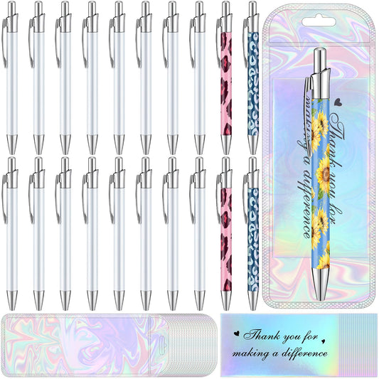 Yexiya 60pcs Sublimation Blank Pens Heat Transfer DIY Kit Shrink Bags