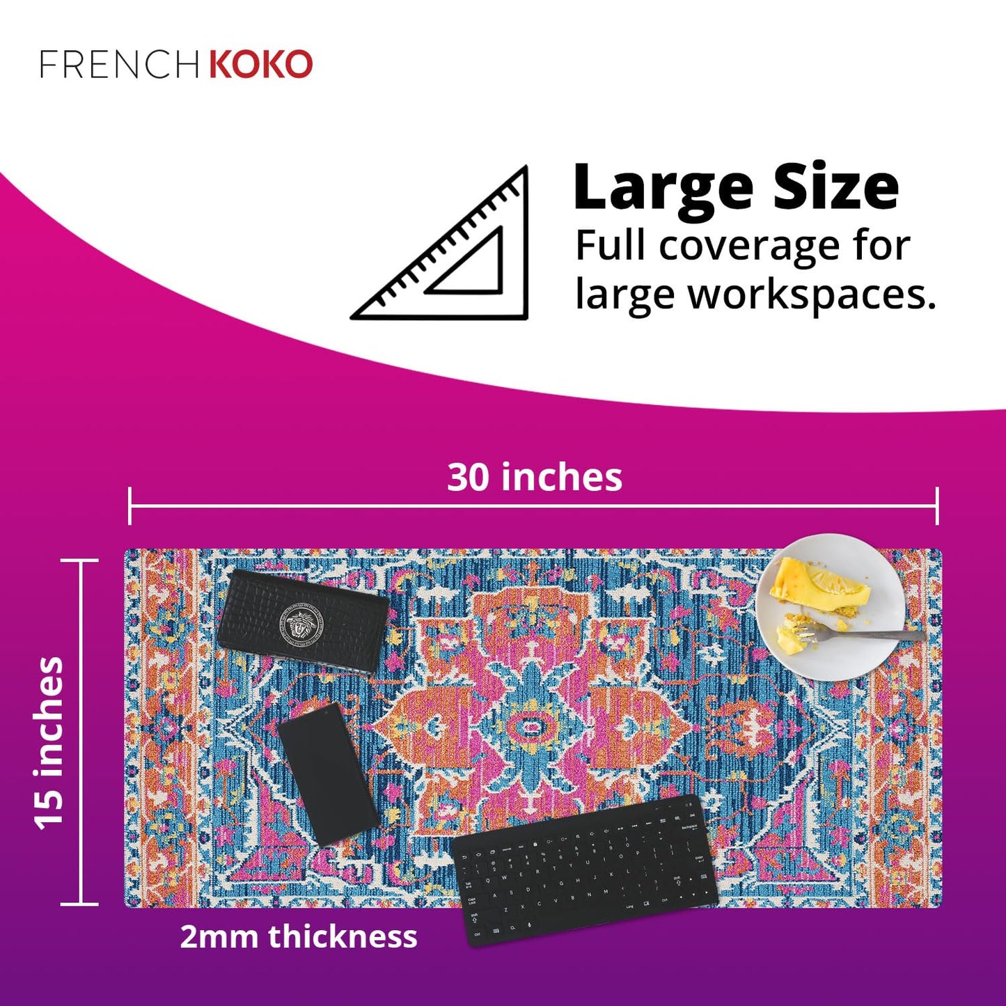 French KOKO Large Mouse Pad, Desk Mat, Keyboard Pad, Desktop Home Office School Essentials College
