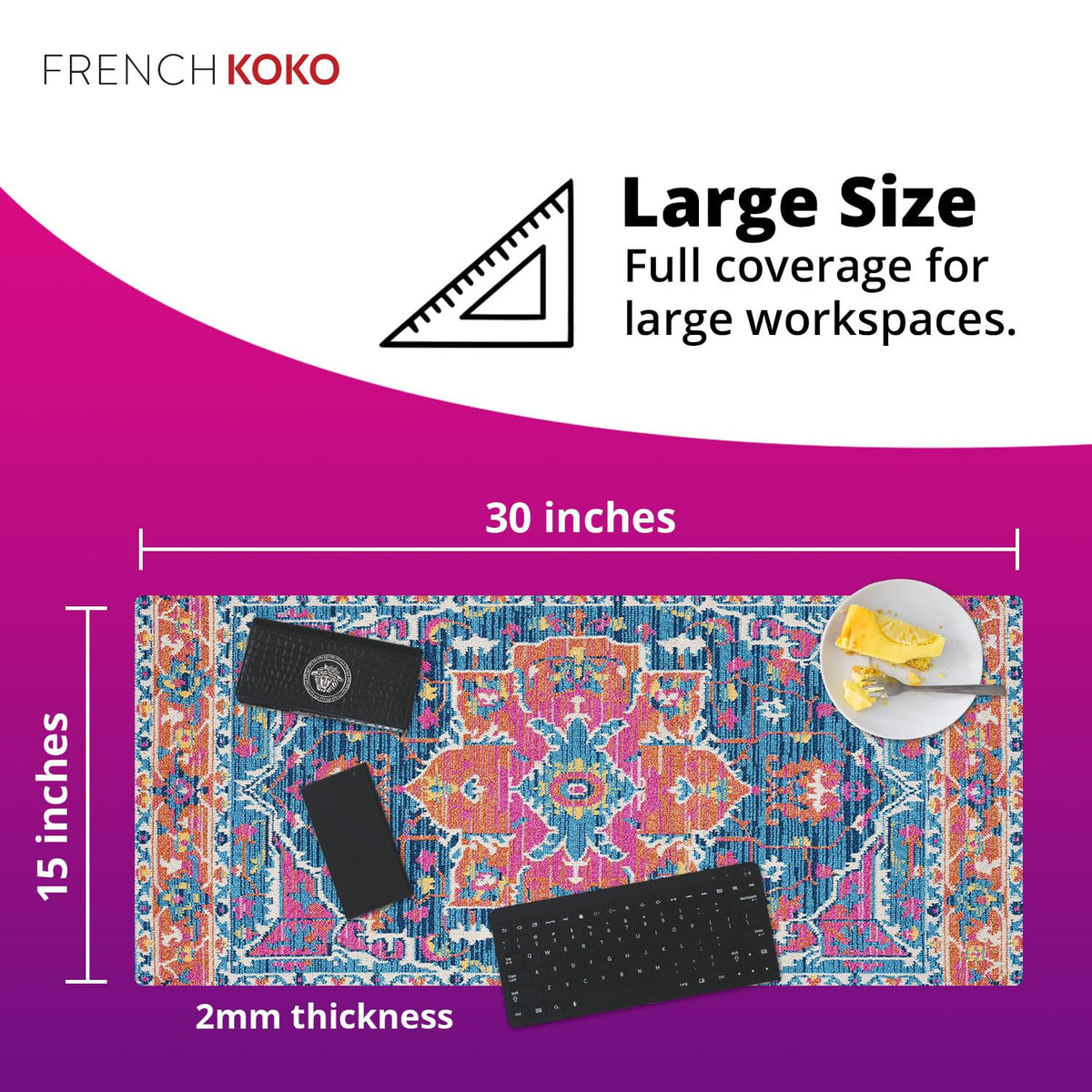 French KOKO Large Mouse Pad, Desk Mat, Keyboard Pad, Desktop Home Office School Essentials College