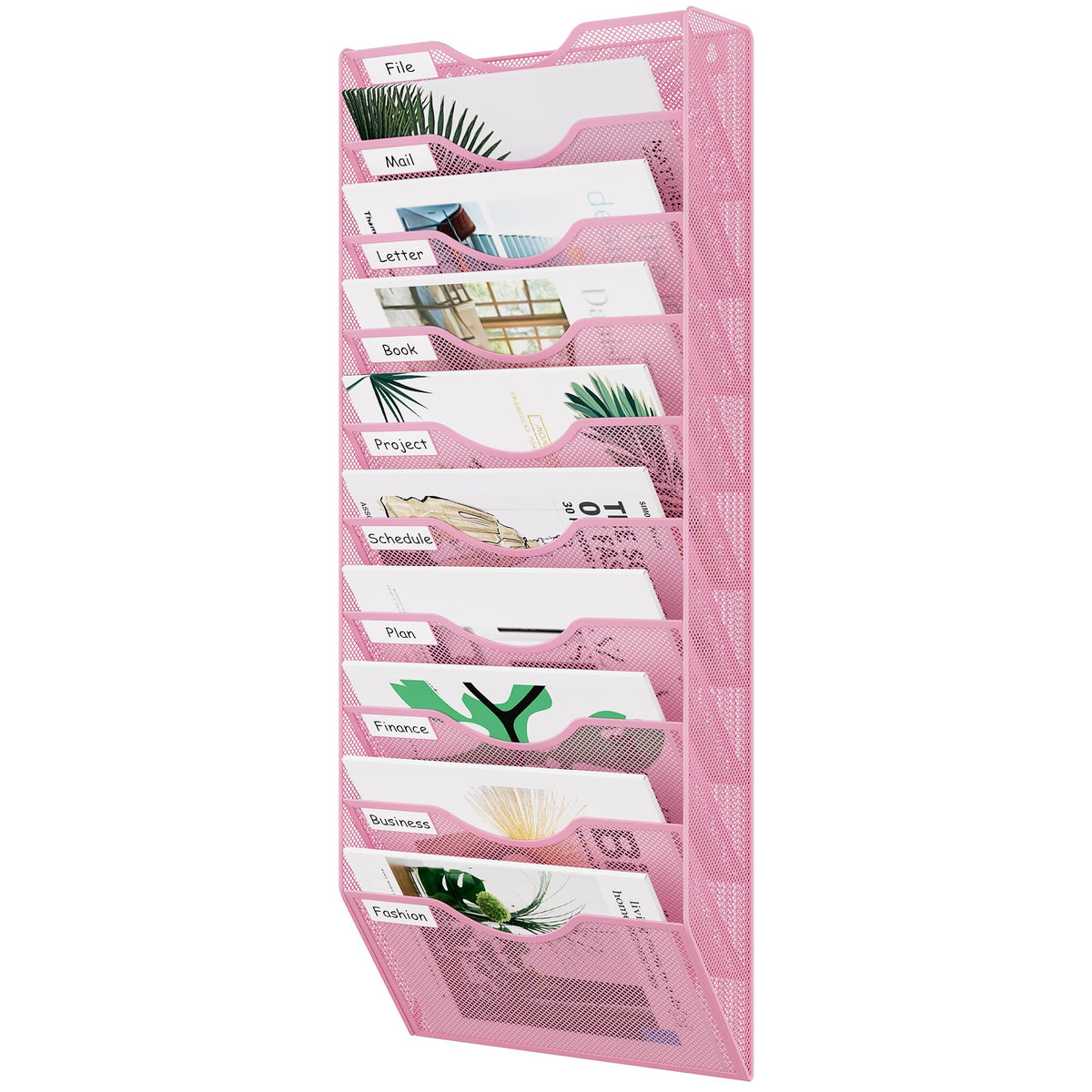 EasyPAG 10 Pocket Mesh Wall File Organizer, Hanging Paper Folder Holder with Classify Label