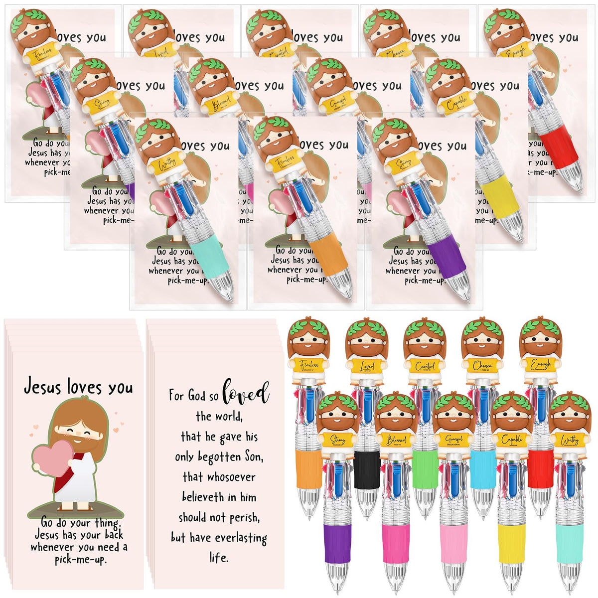 Sayglossy 60 Sets Little Jesus Figure Pens Bulk for back to school gifts