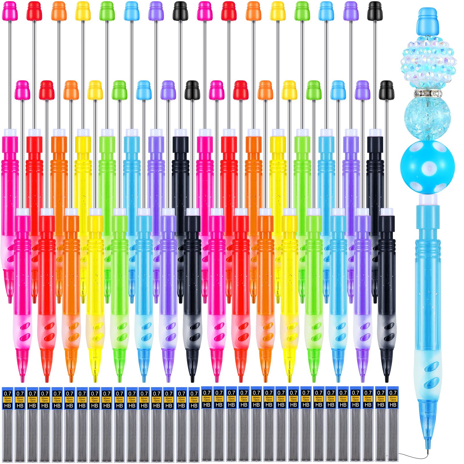 Feifeiya 32 Pcs Beadable Mechanical Pencils Set Back to School Pens