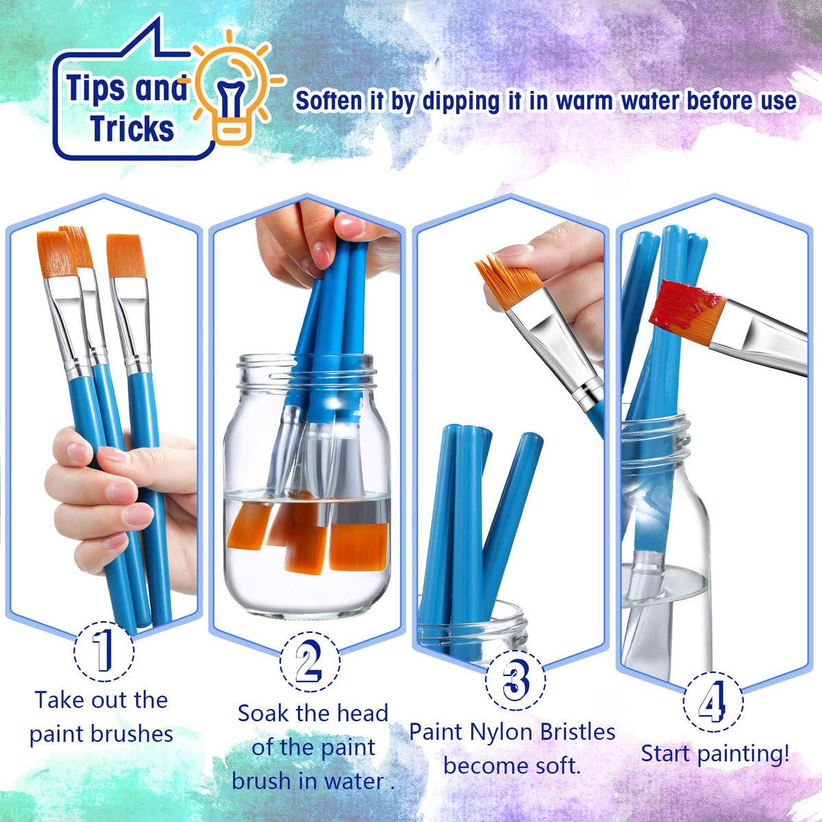 Zonon 20 Pcs Flat Paint Brushes Acrylic Painting Craft Accessories Classroom Prizes Gifts Small