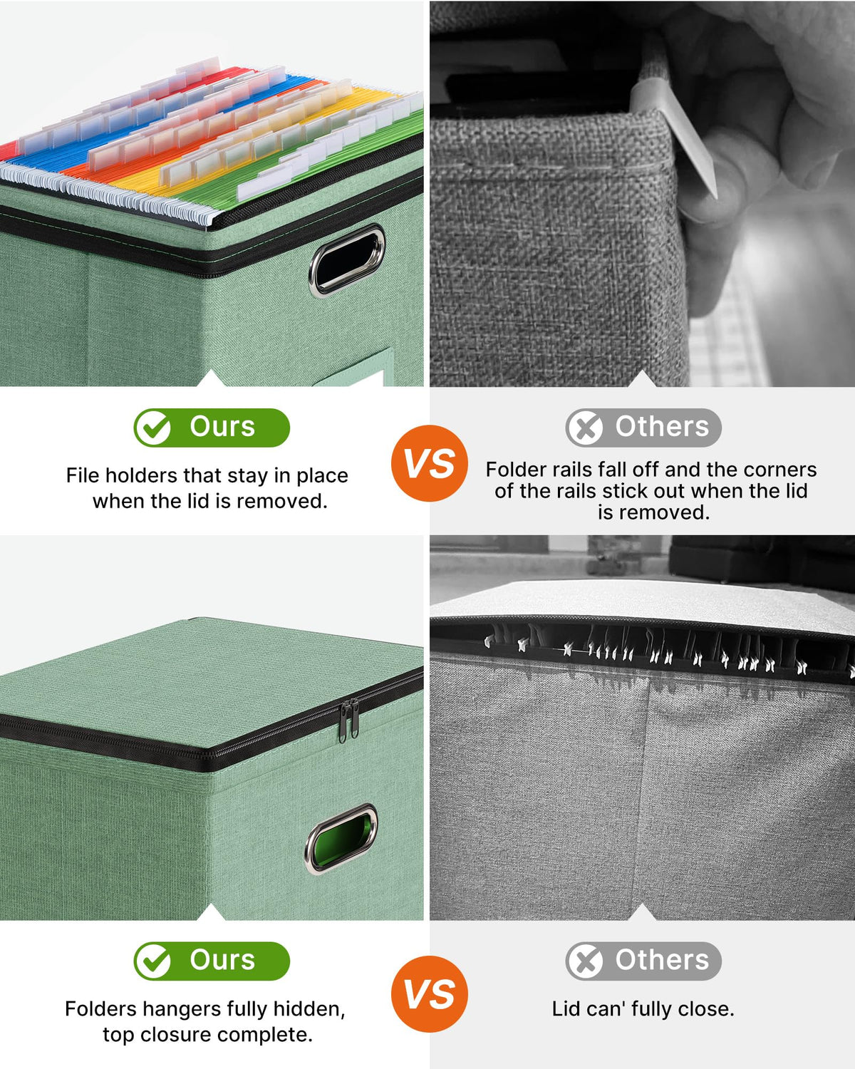 Oterri File Box Small 1-Pack Mesh Pockets Hanging Organizer for Letter-Size