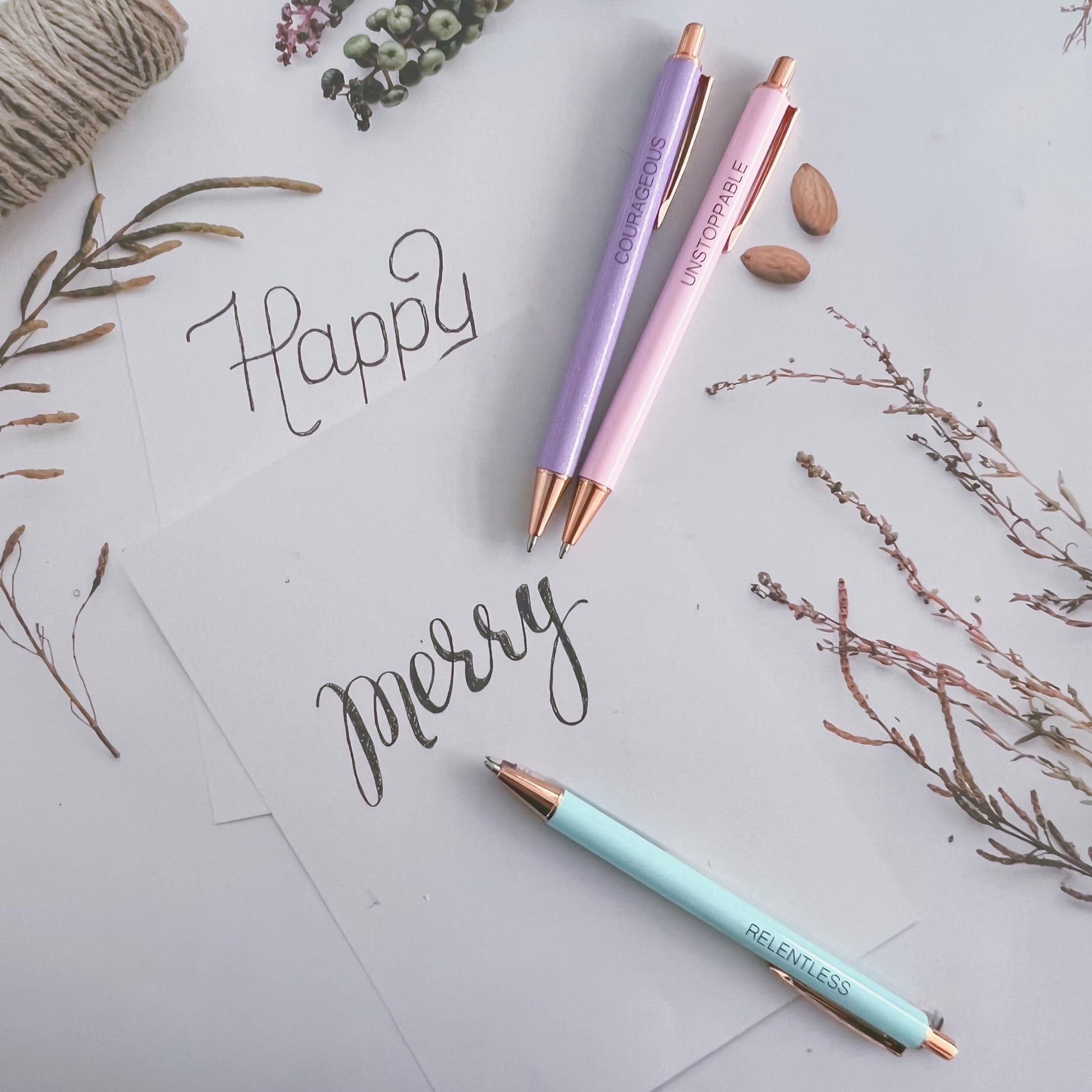 Jxueych Fancy Pastel Metal Pen Set with Inspirational Motivational Quotes Nice and Cute Boss Lady