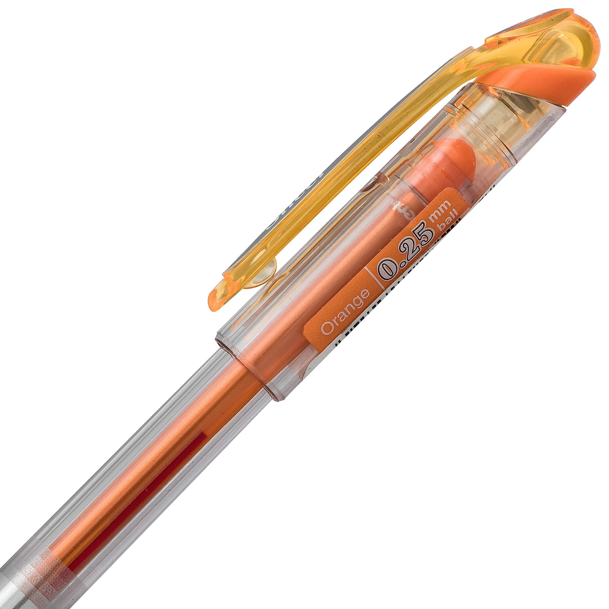 Pentel Arts Slicci 0.25 mm Extra Fine Gel Pen, Orange Ink, Box of 12 (BG202-F1)