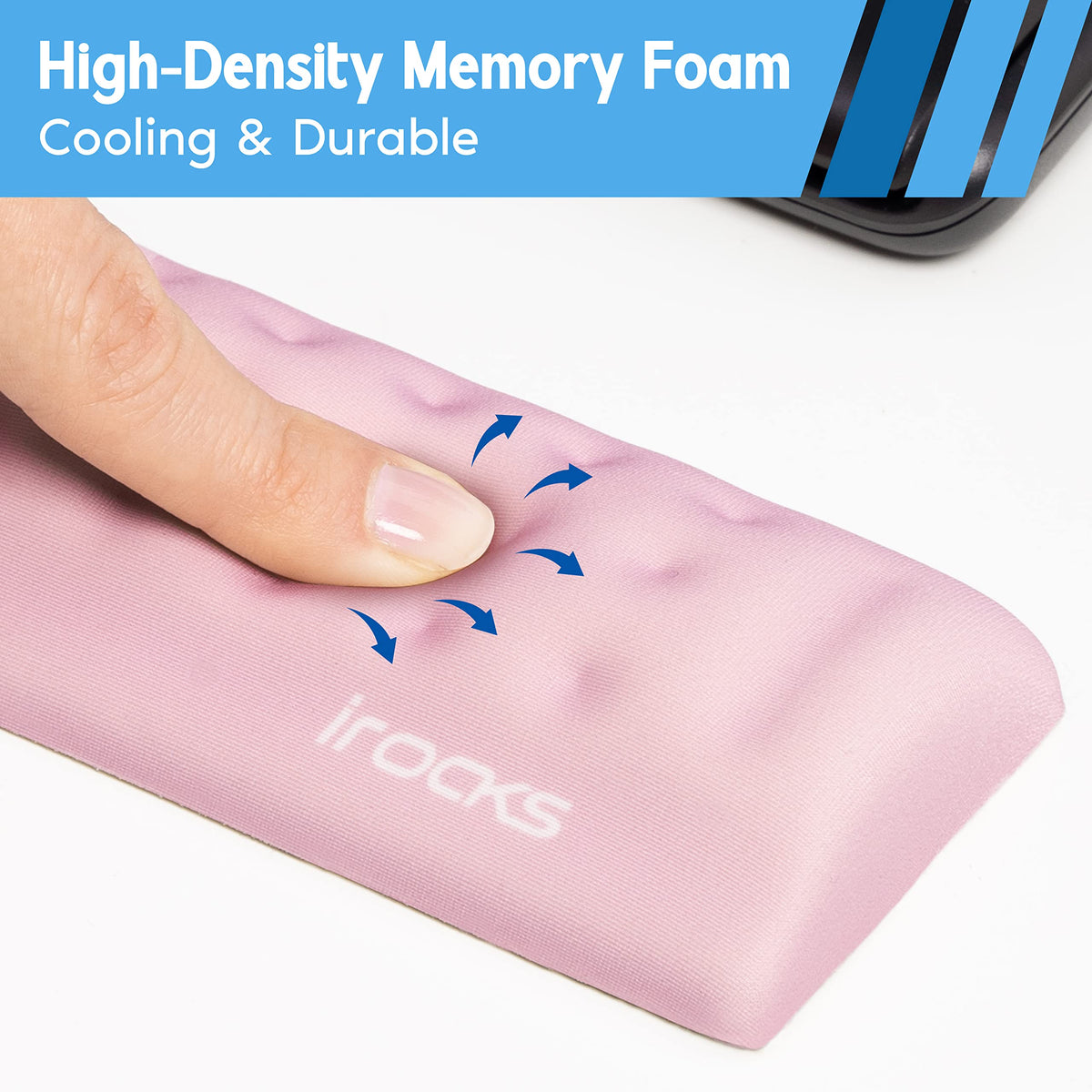 i-Rocks Memory Foam Keyboard Wrist Rest - Pain-Reducing Wrist Rest for Computer Keyboard - Non-Slip