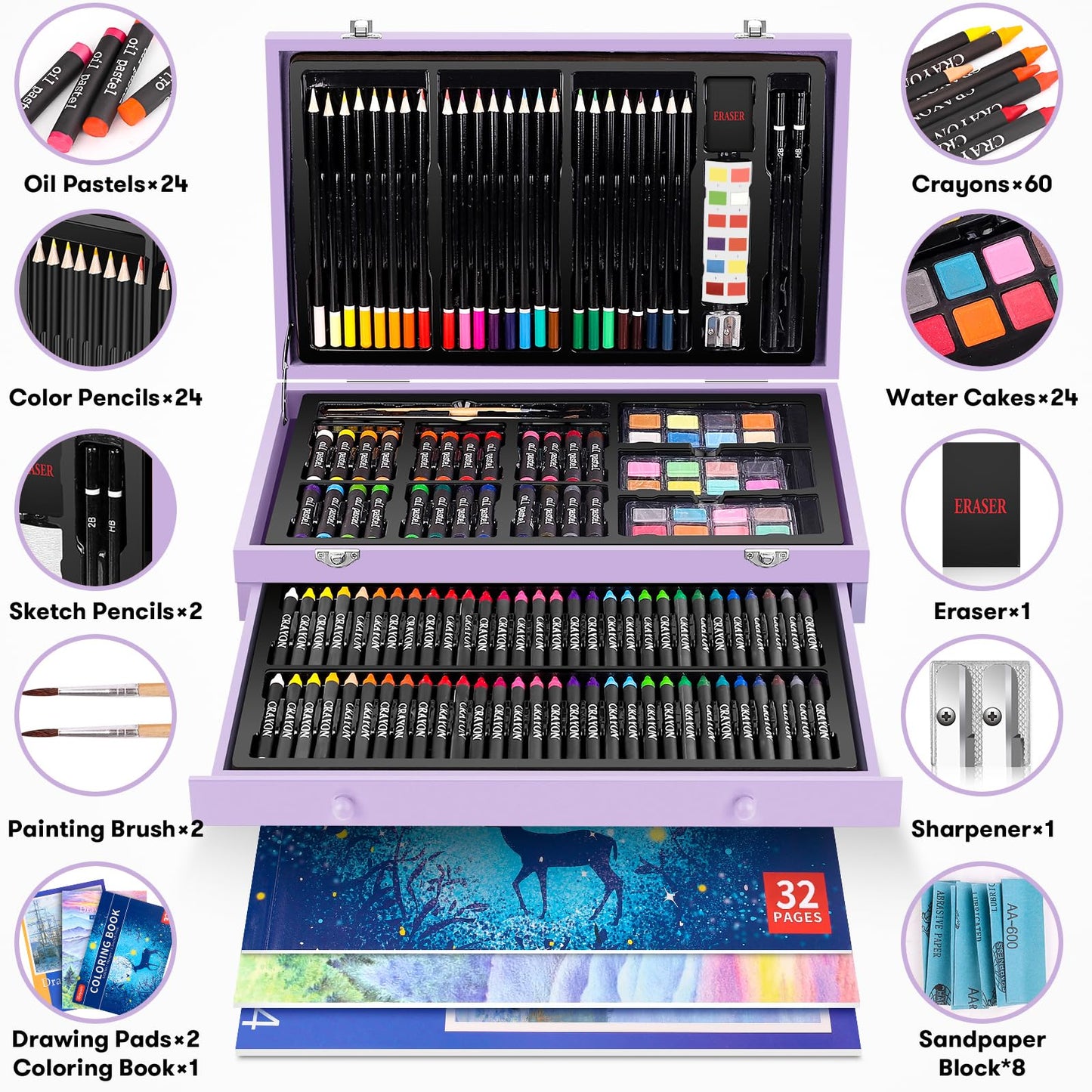 iBayam Art Case (150 pcs), Coloring Painting Art Kit, Travel Activity Set