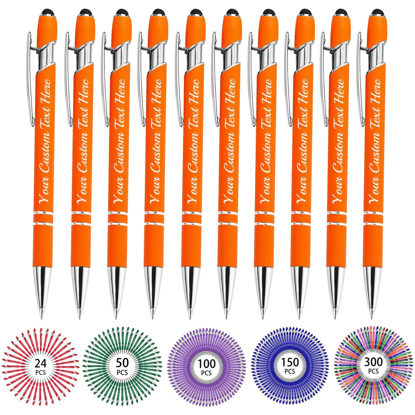 Hapelf Up to 500 Bulk Personalized Pens Custom Engraved Ballpoint Pen with Stylus Tip Retractable