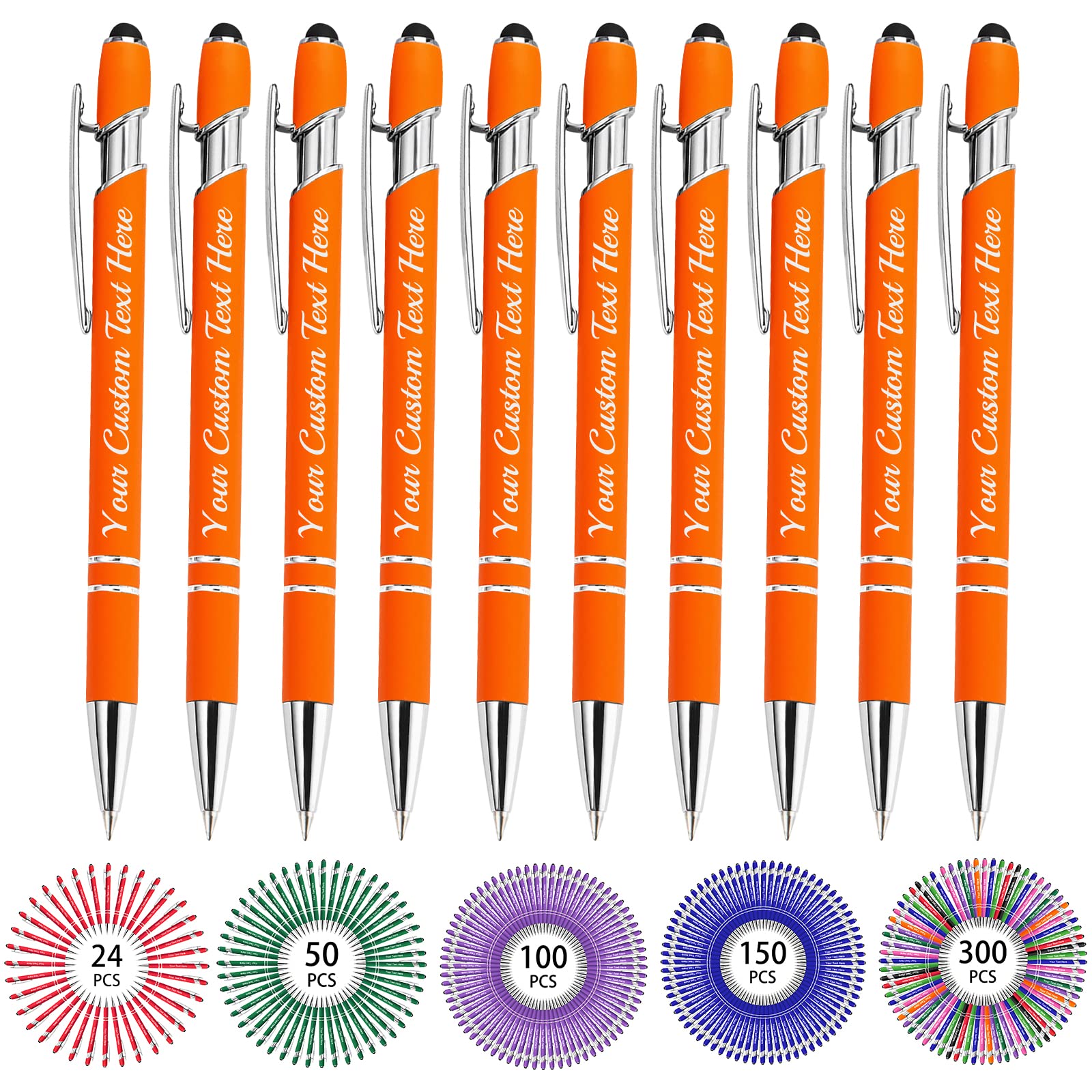 Hapelf Up to 500 Bulk Personalized Pens Custom Engraved Ballpoint Pen with Stylus Tip Retractable