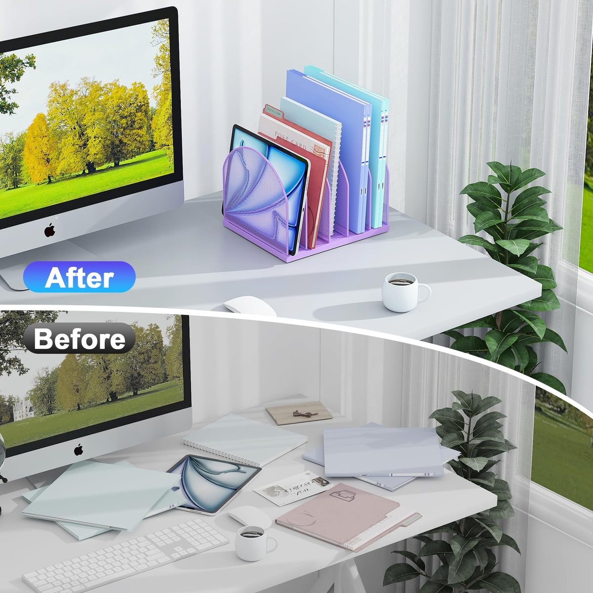 gianotter Desktop File Organizer with 5 Compartments