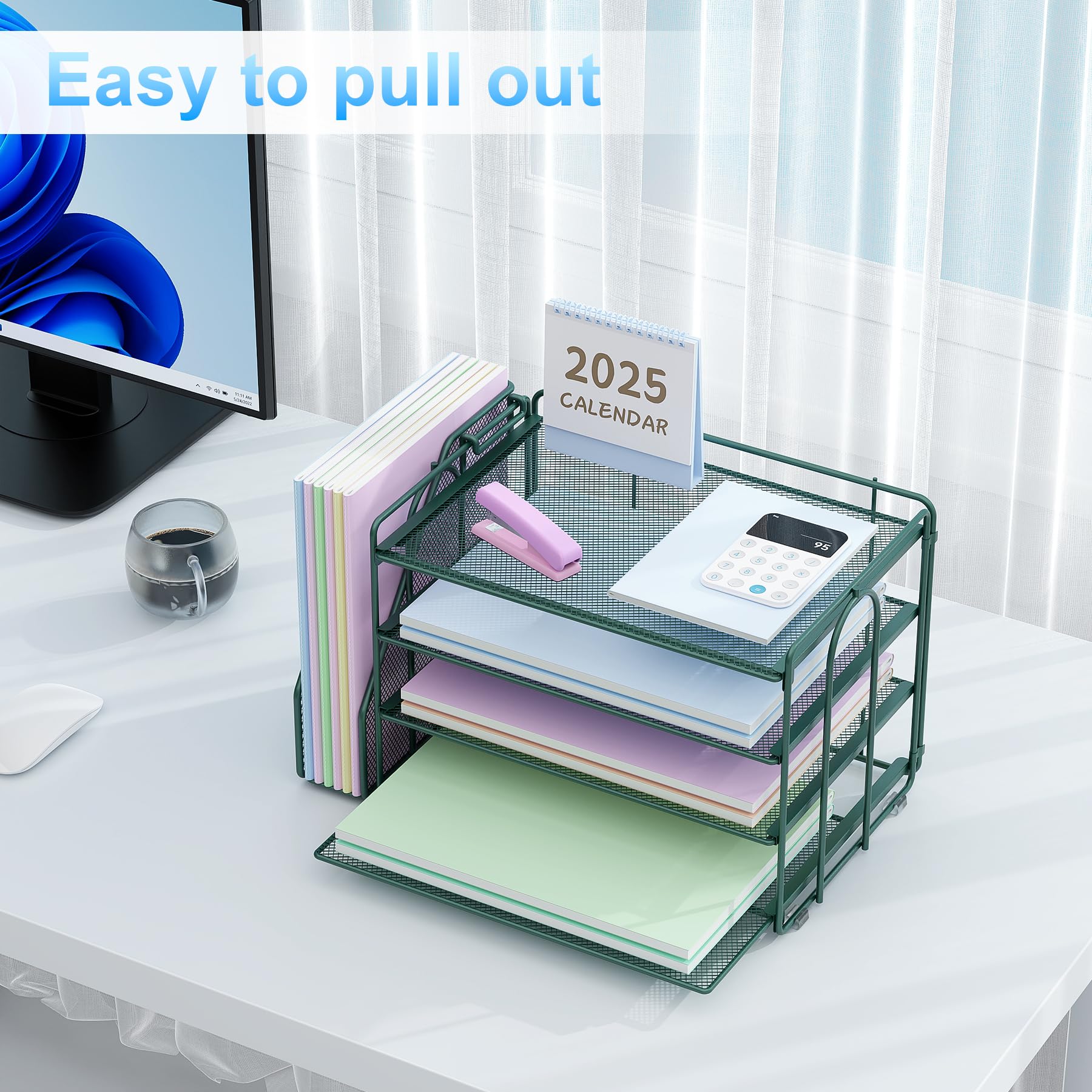 Spacrea 4-Tier Paper Organizer for Desk with File Organizer