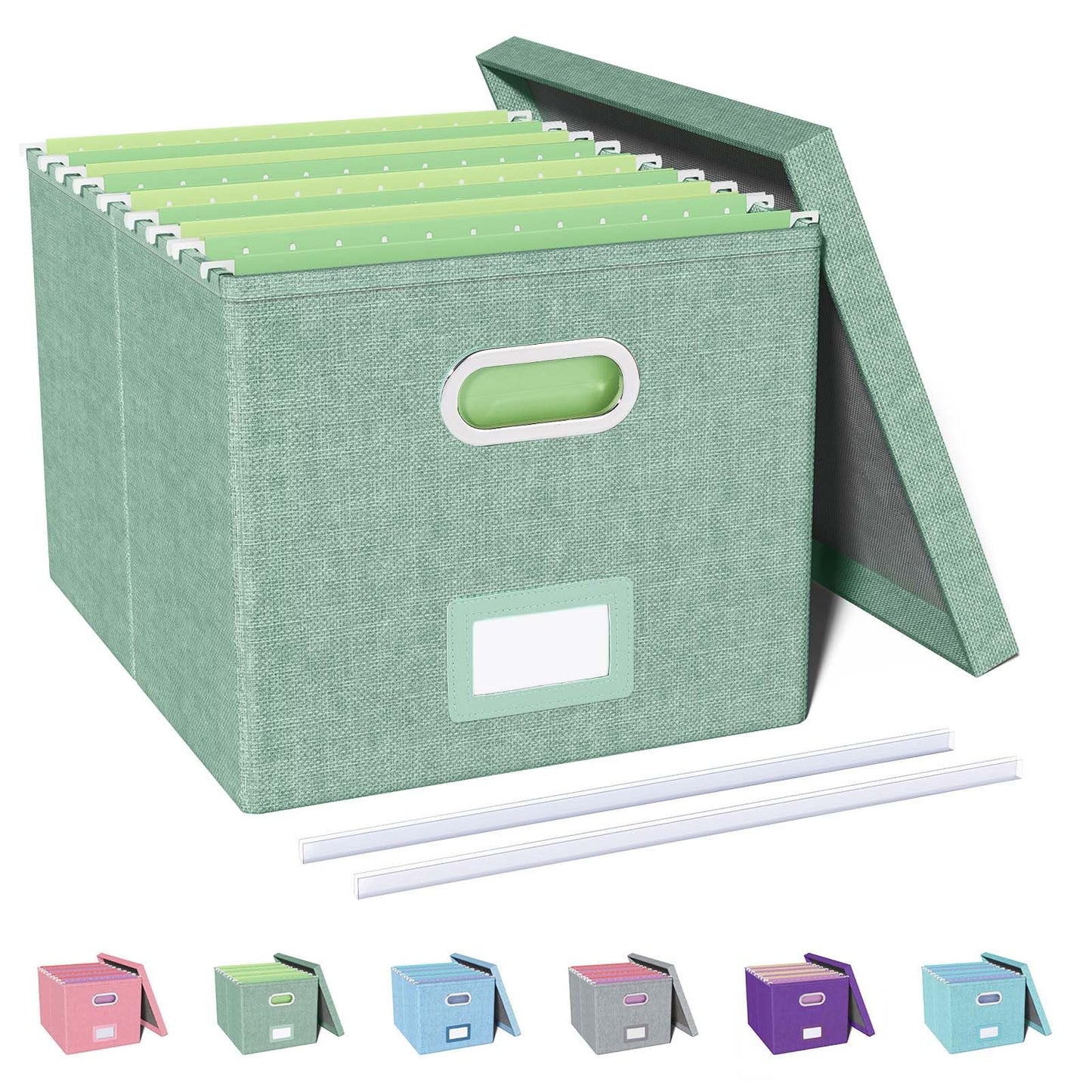 Oterri File Organizer, File Box, File Cabinet for Letter File Folder Storage, Portable Storage Bins