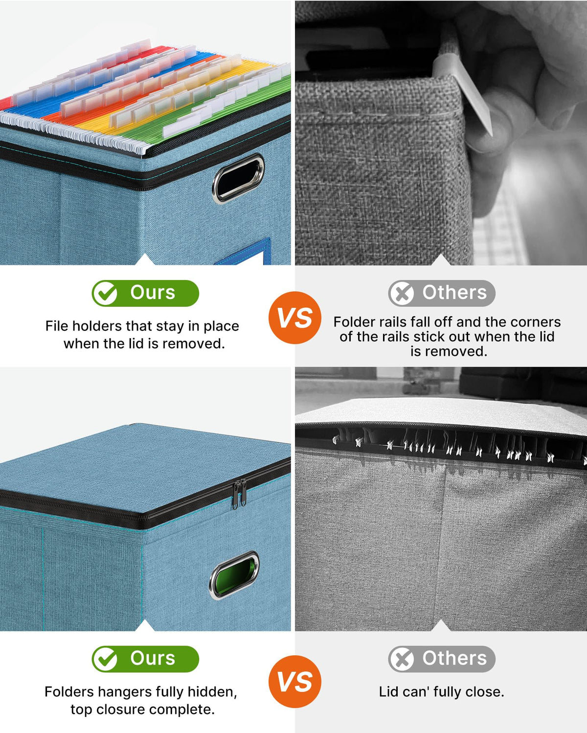 Oterri File Box Small 1-Pack Mesh Pockets Hanging Organizer for Letter-Size