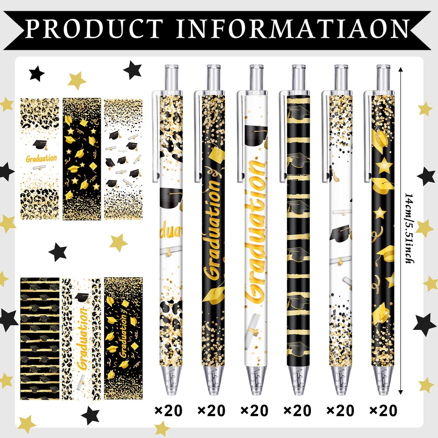 Leinuosen 120 Pieces 2026 Graduation Pen Bulk Class of 2026 Gifts Graduation Ballpoint Pens