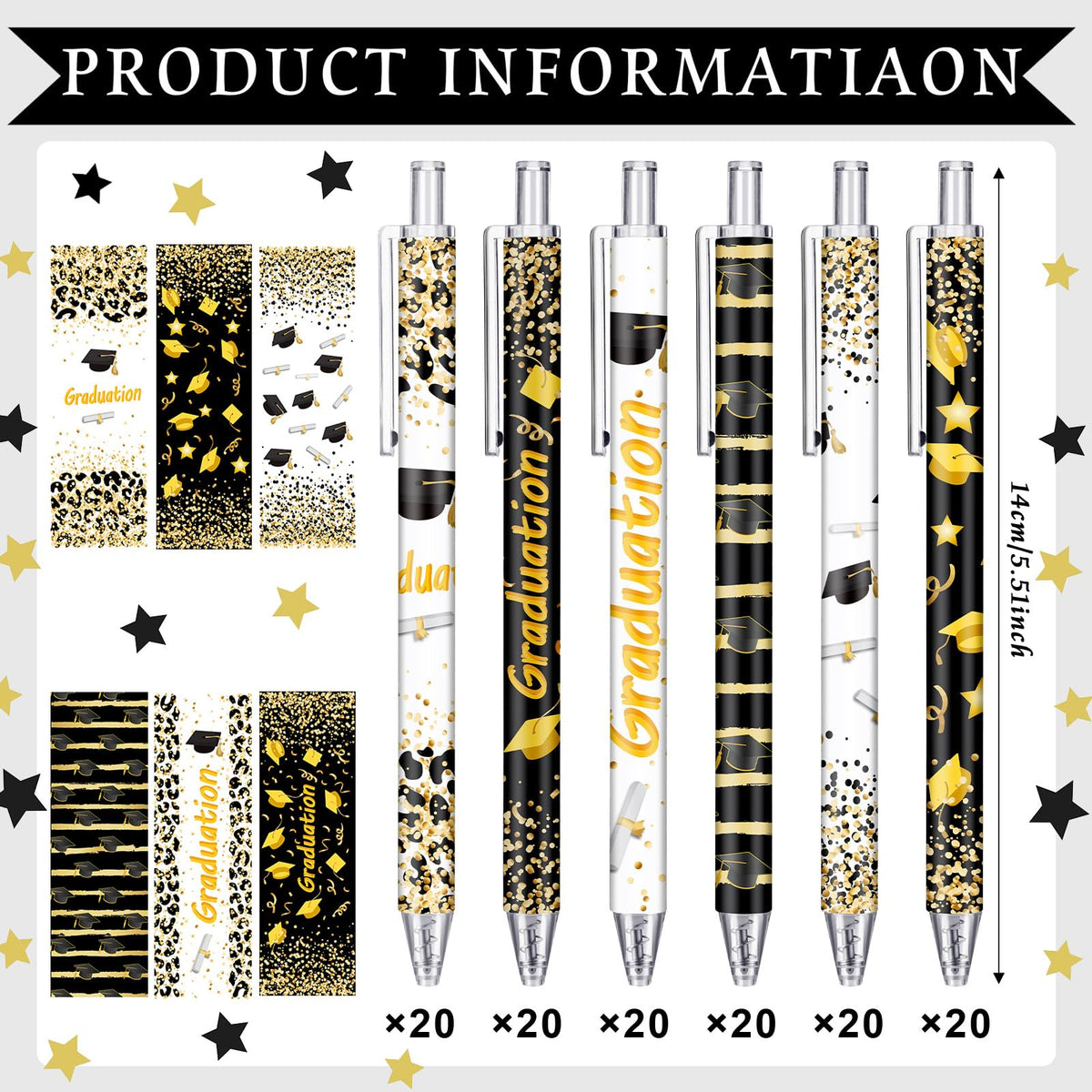 Leinuosen 120 Pieces 2026 Graduation Pen Bulk Class of 2026 Gifts Graduation Ballpoint Pens