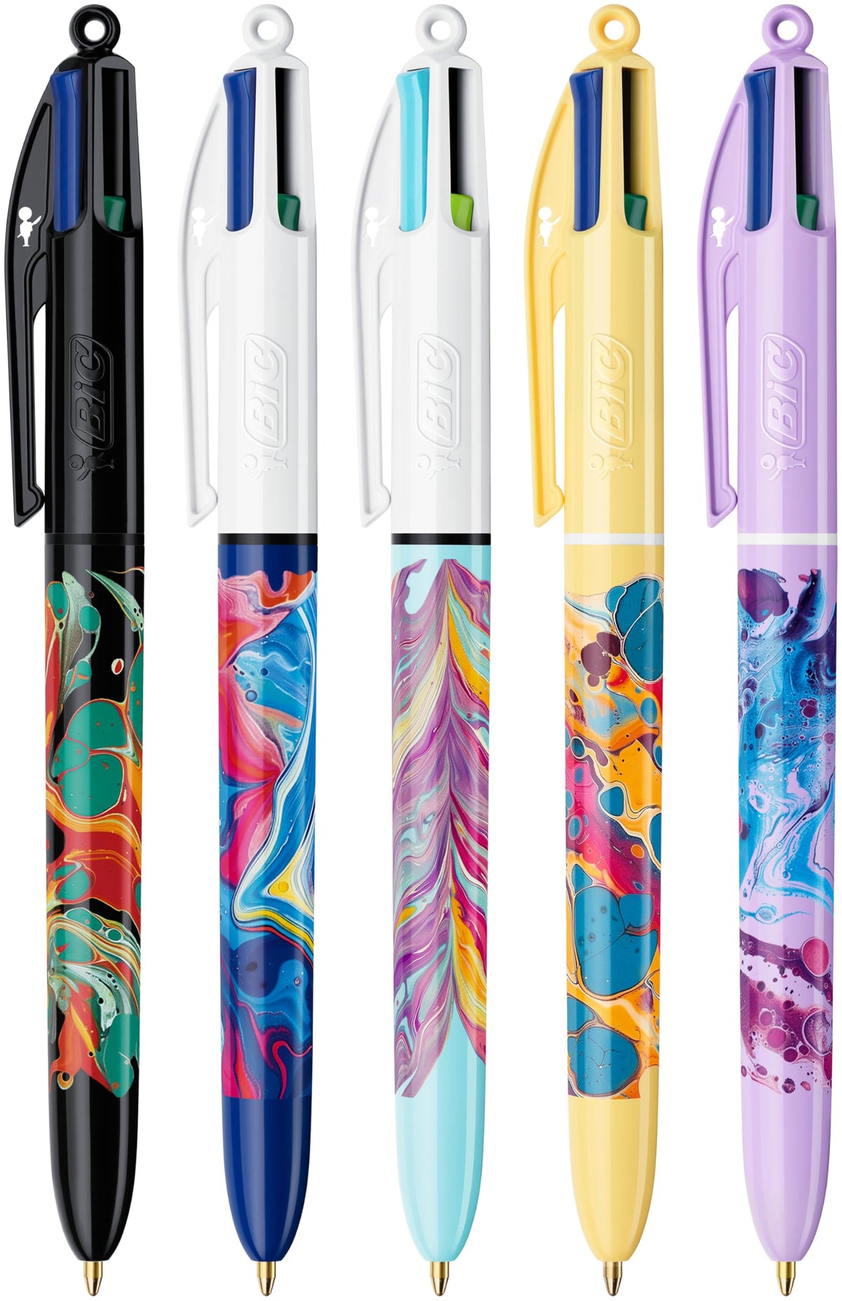 BIC 4 Colours All In One, Multi Coloured Retractable Ballpoint Pens, Medium 1.0mm, Green, Blue