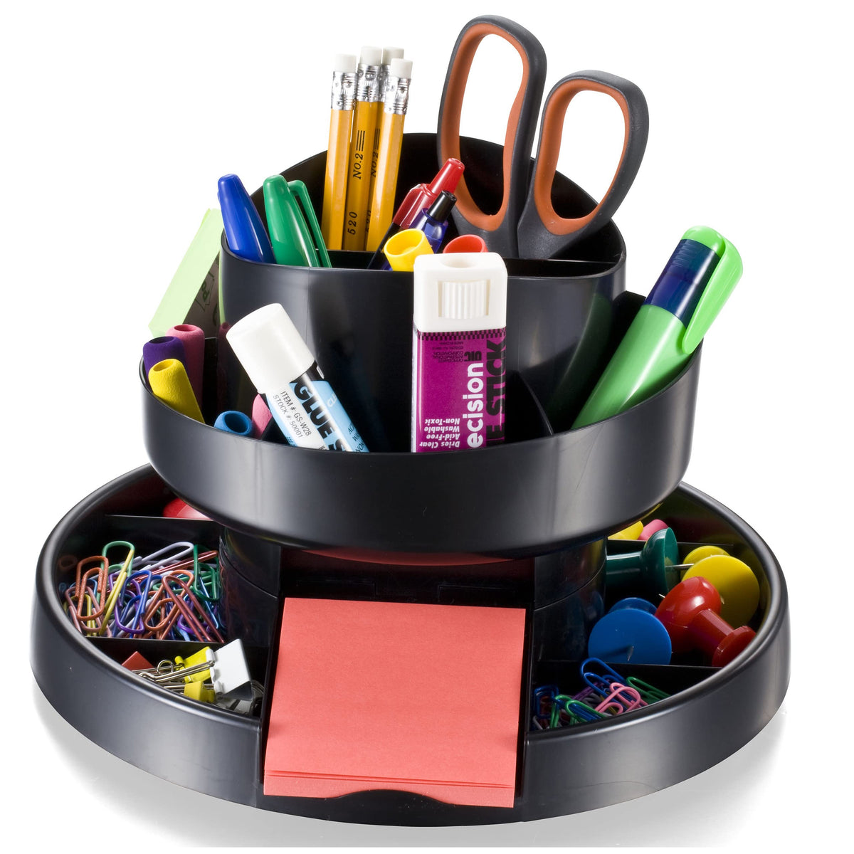 Recycled Rotary Organizer, 16 compartments, 10 1/4 x 6 3/4, Black