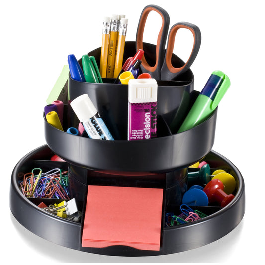 Recycled Rotary Organizer, 16 compartments, 10 1/4 x 6 3/4, Black