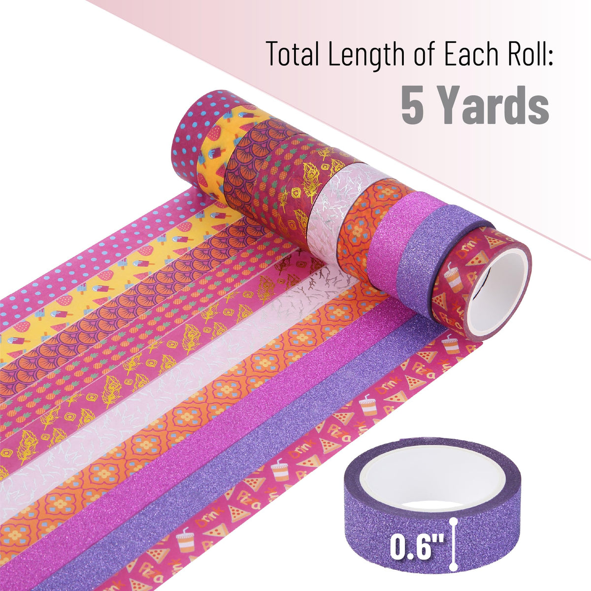 Mr. Pen- Washi Tape Set, 10 Rolls, 15mm Wide, 5 Yards/Roll