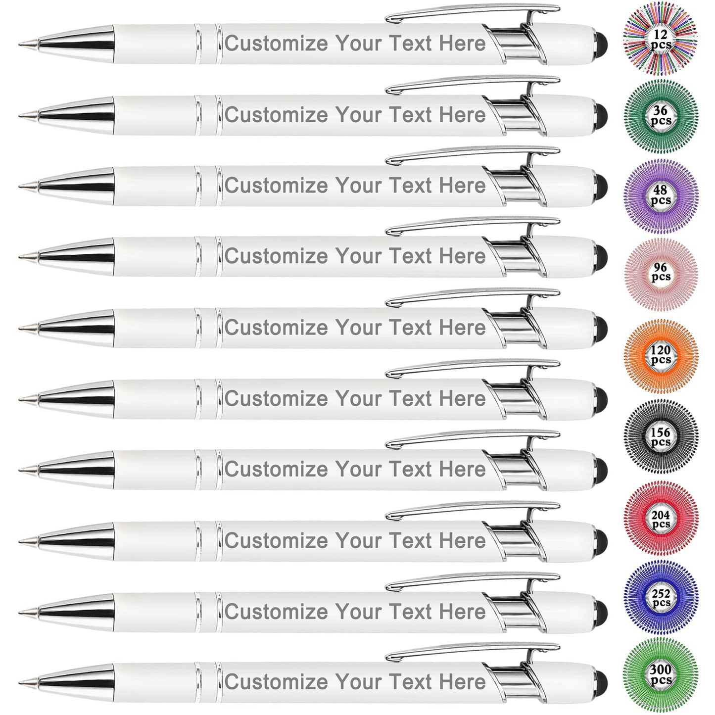 Qingxily Up to 300 Pcs Custom Pens Bulk Personalized Pens with Free Engraving Customized Stylus