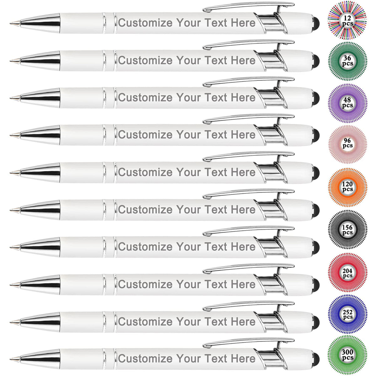 Qingxily Up to 300 Pcs Custom Pens Bulk Personalized Pens with Free Engraving Customized Stylus