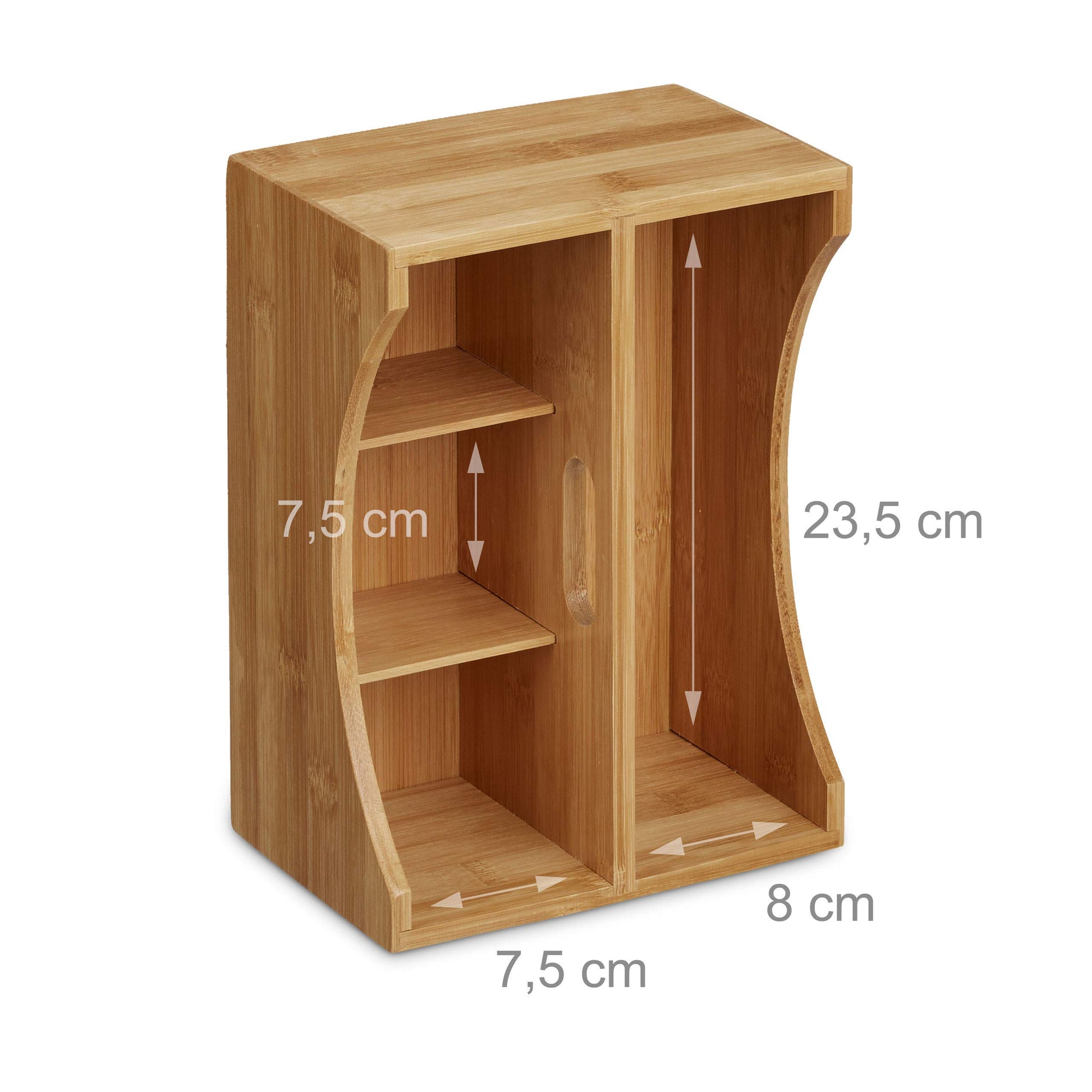 Relaxdays Bamboo Desk Organizer, Stationery Pen Holder, Office File Sorter Cabinet, HxWxD: 9 x 13 x