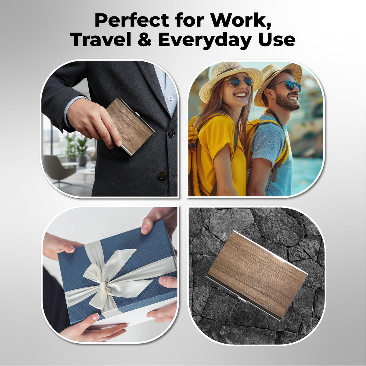 WUDN Handcrafted Business Card Holder Wallet For Men and Women | Holds Up to 20-25 B-Cards or 8-10