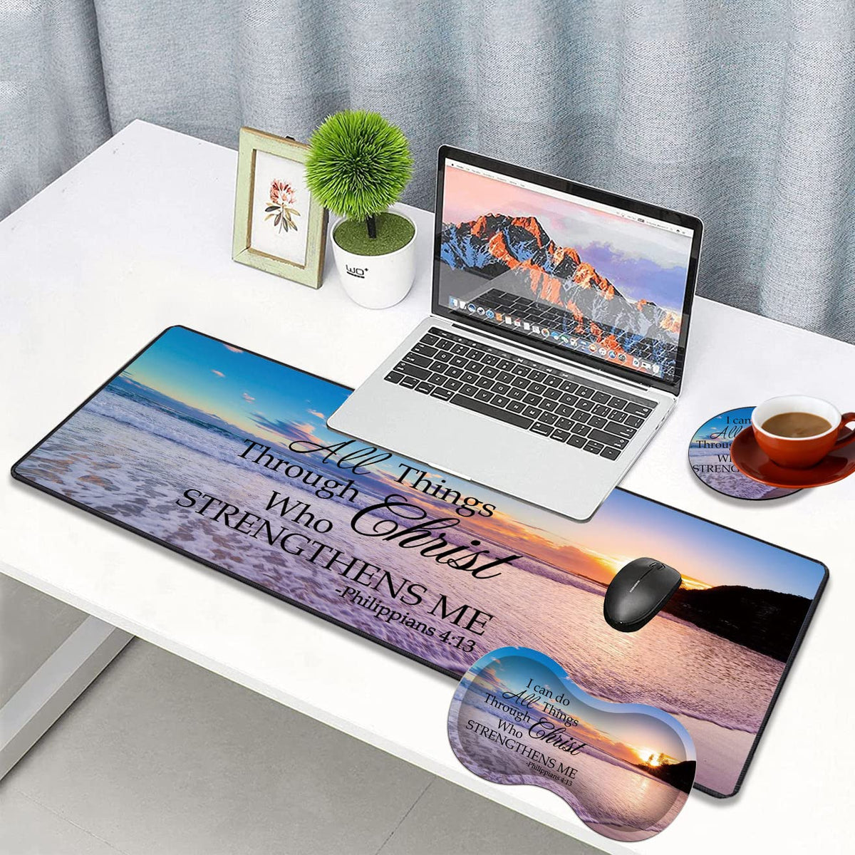 3 Piece Mouse Pad Set with Stitched Edge Large Anti-Slip Mouse Pad Desk Pad Keyboard Pad + Wrist