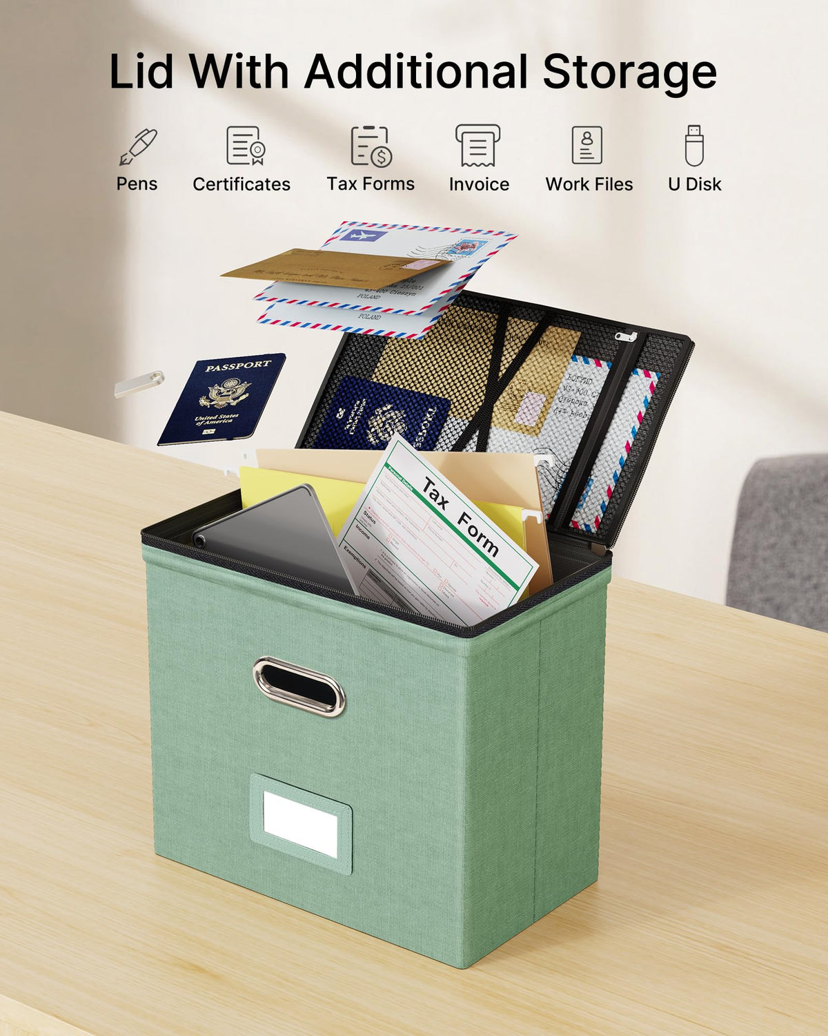 Oterri File Box Small 1-Pack Mesh Pockets Hanging Organizer for Letter-Size
