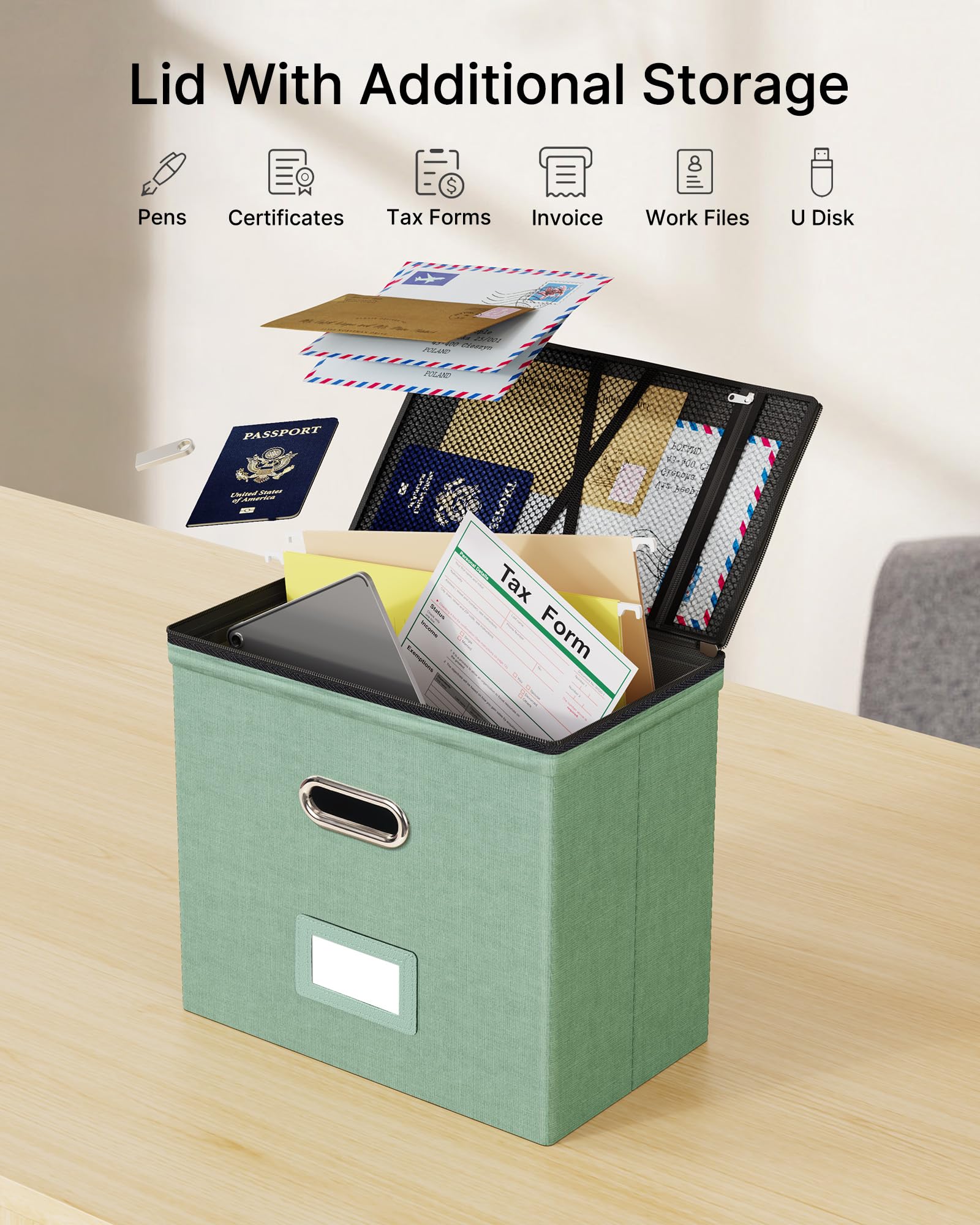 Oterri File Box Small 2-Pack Mesh Pockets Hanging Organizer for Letter-Size