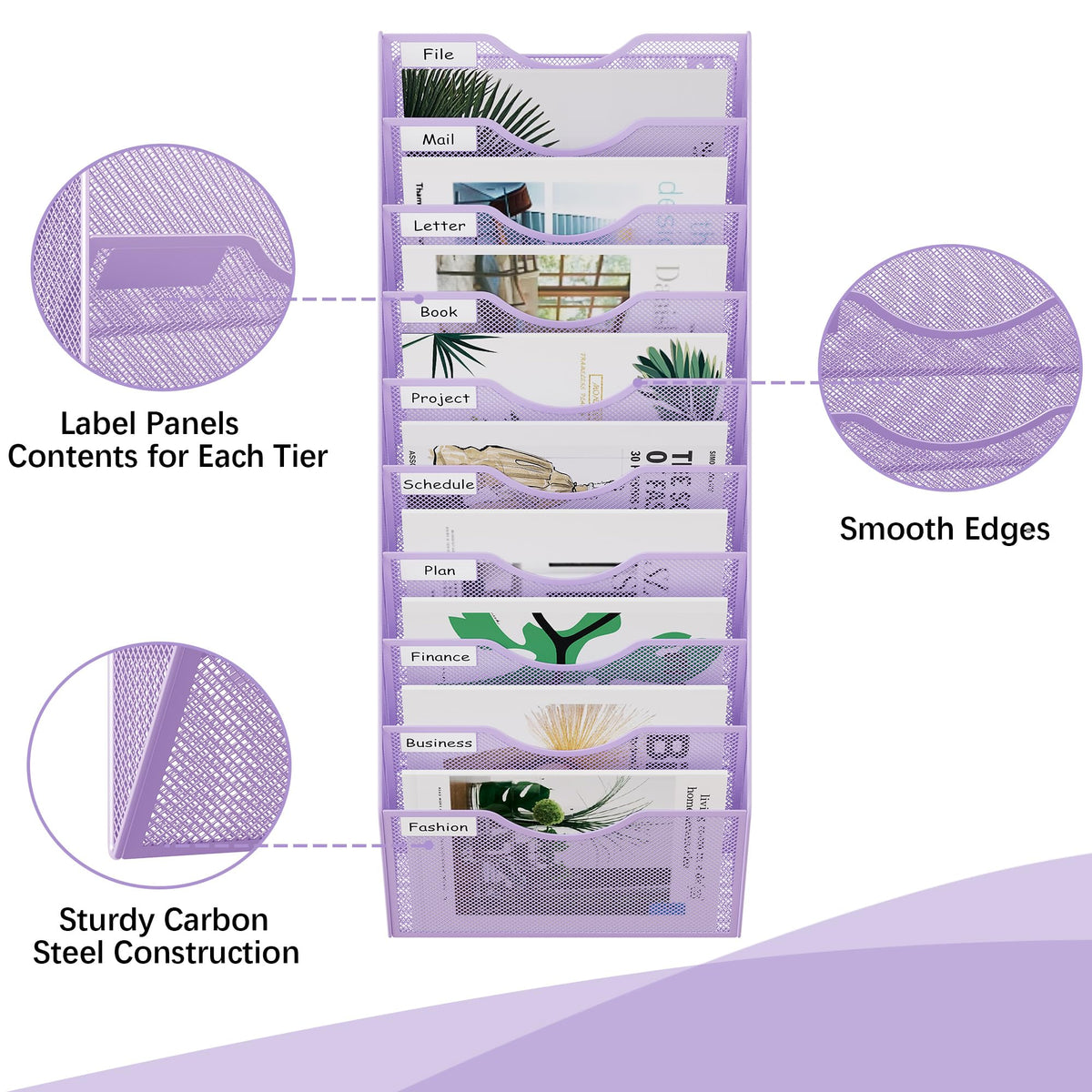 EasyPAG 10 Pocket Mesh Wall File Organizer, Hanging Paper Folder Holder with Classify Label