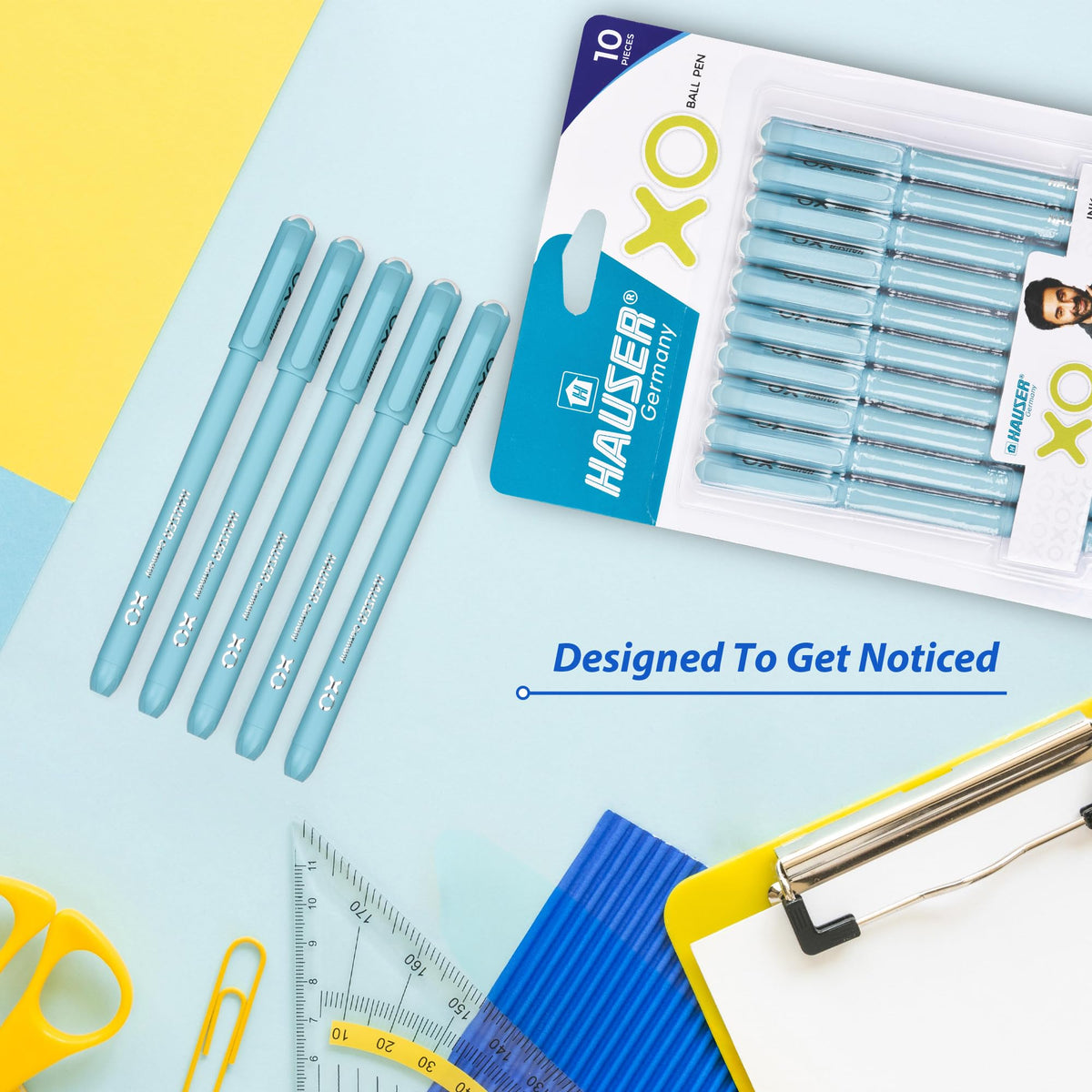Hauser Germany XO 0.7mm Ball Pen Box Pack | Sleek Body & Minimalistic Design | Matt Finish & Solid